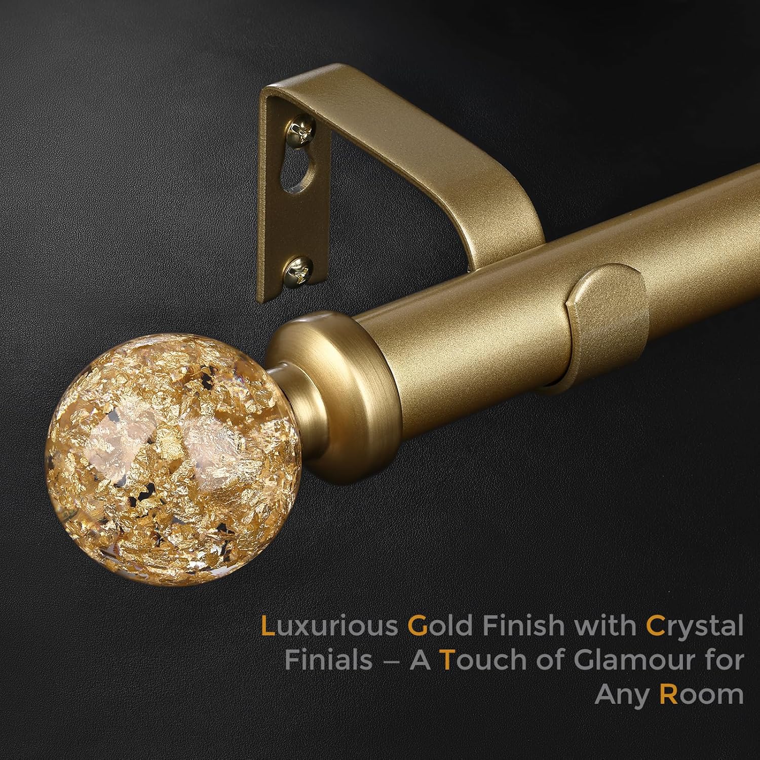 JRZOO Gold Curtain Rods 30-120 Inch Adjustable