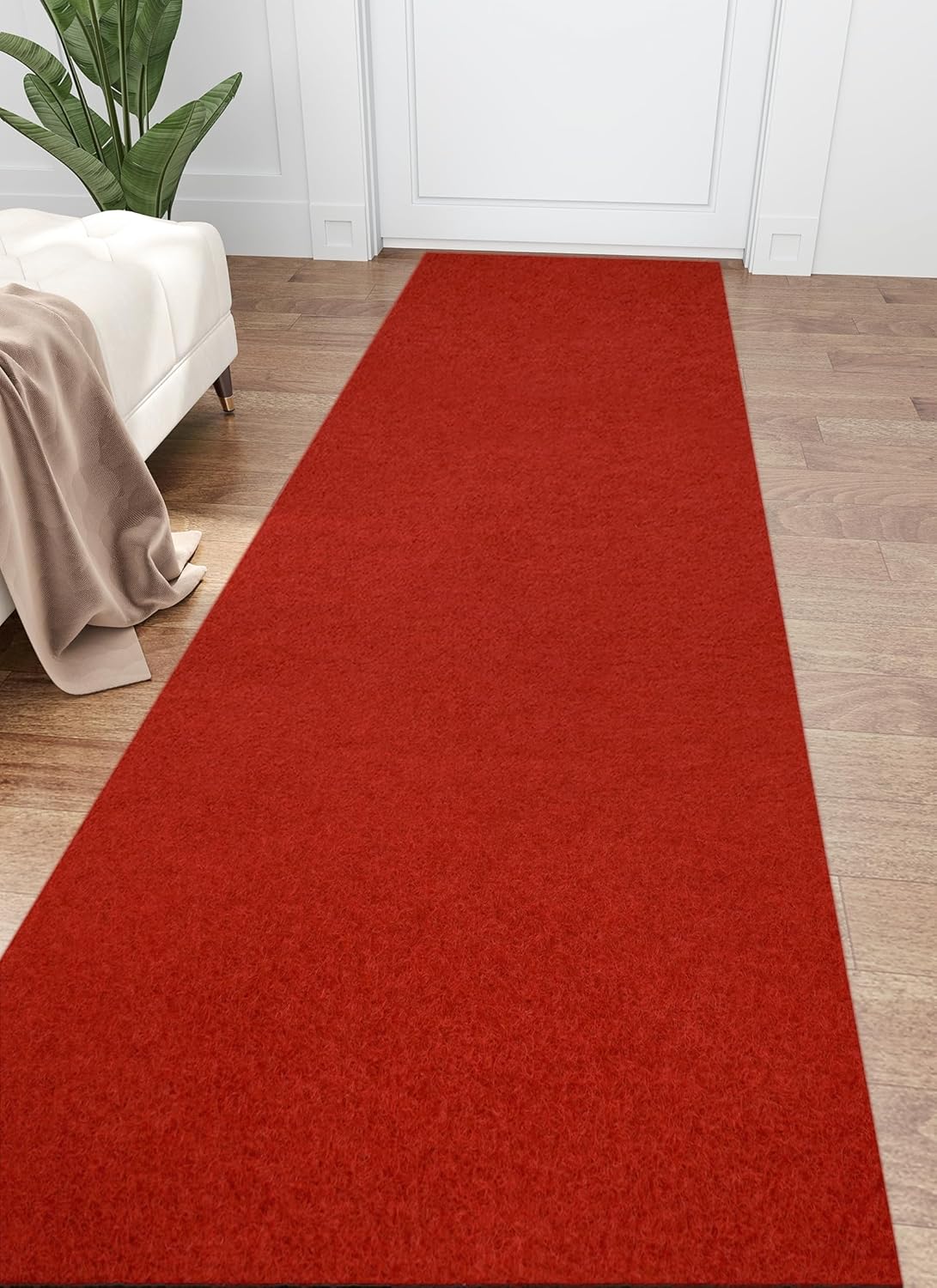 Socomf Red Carpet Runner 3x10 ft Dark Red Non-Slip Aisle Rug