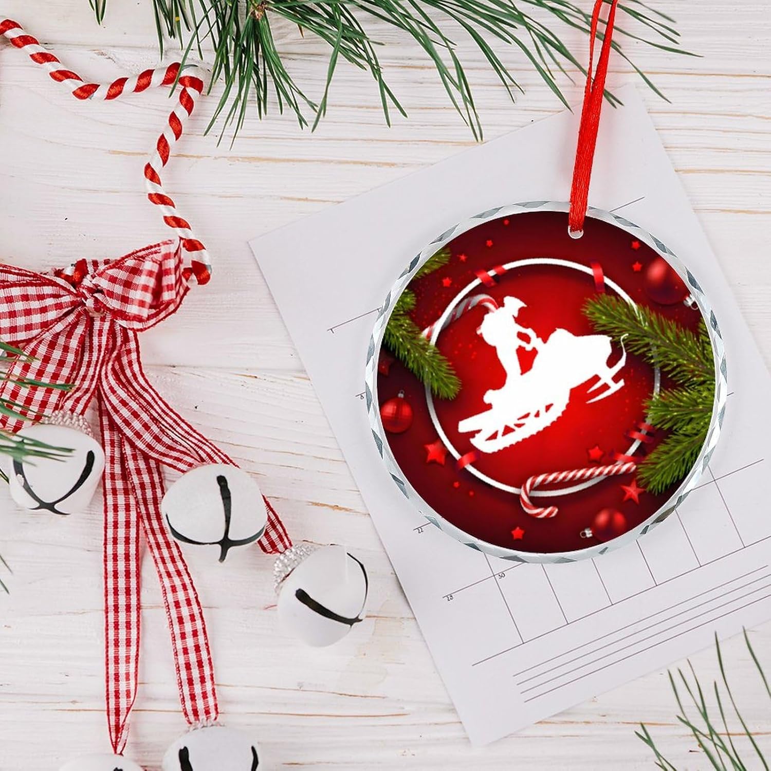 Snowmobile Car Glass Ornament 31 Inch Christmas Decor