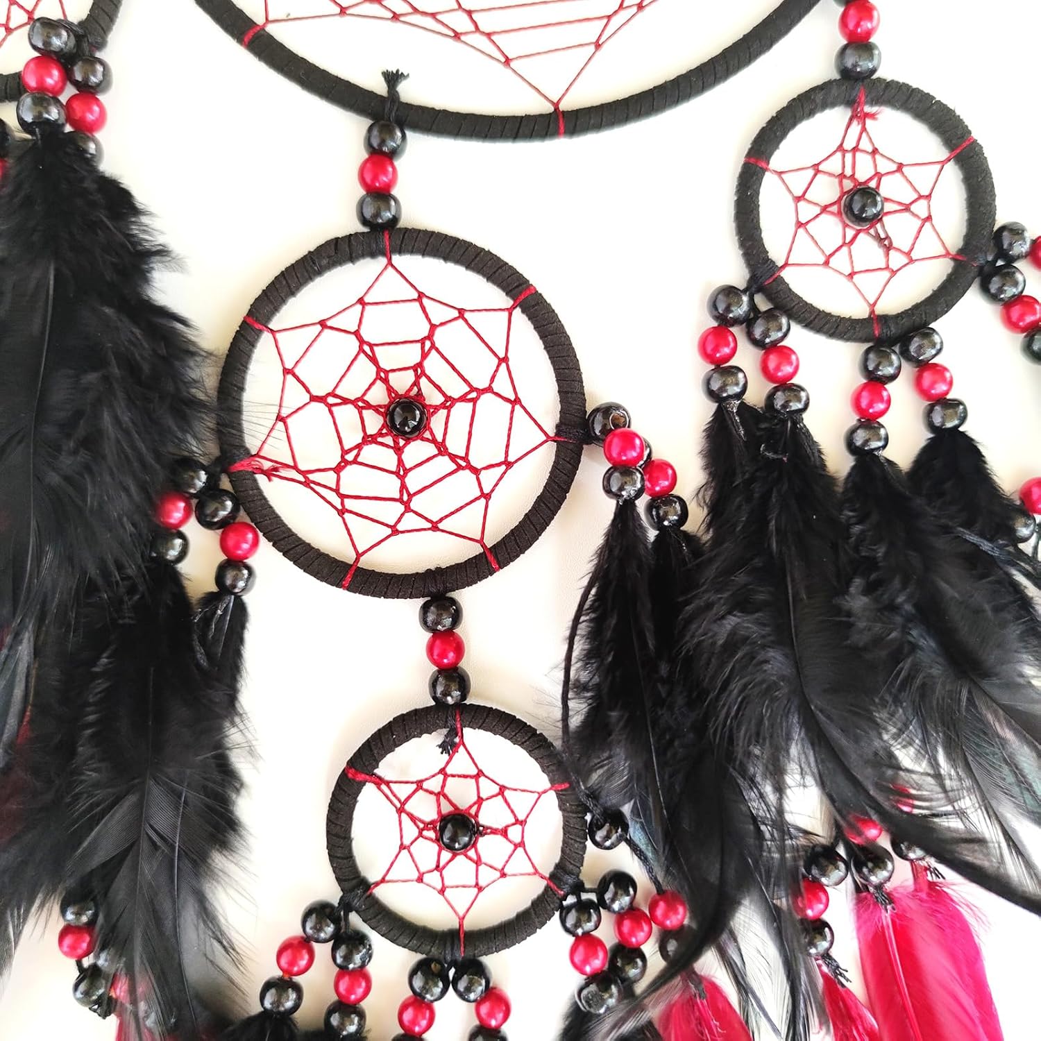 SOYUZU Red and Black Dream Catcher Wall Decor