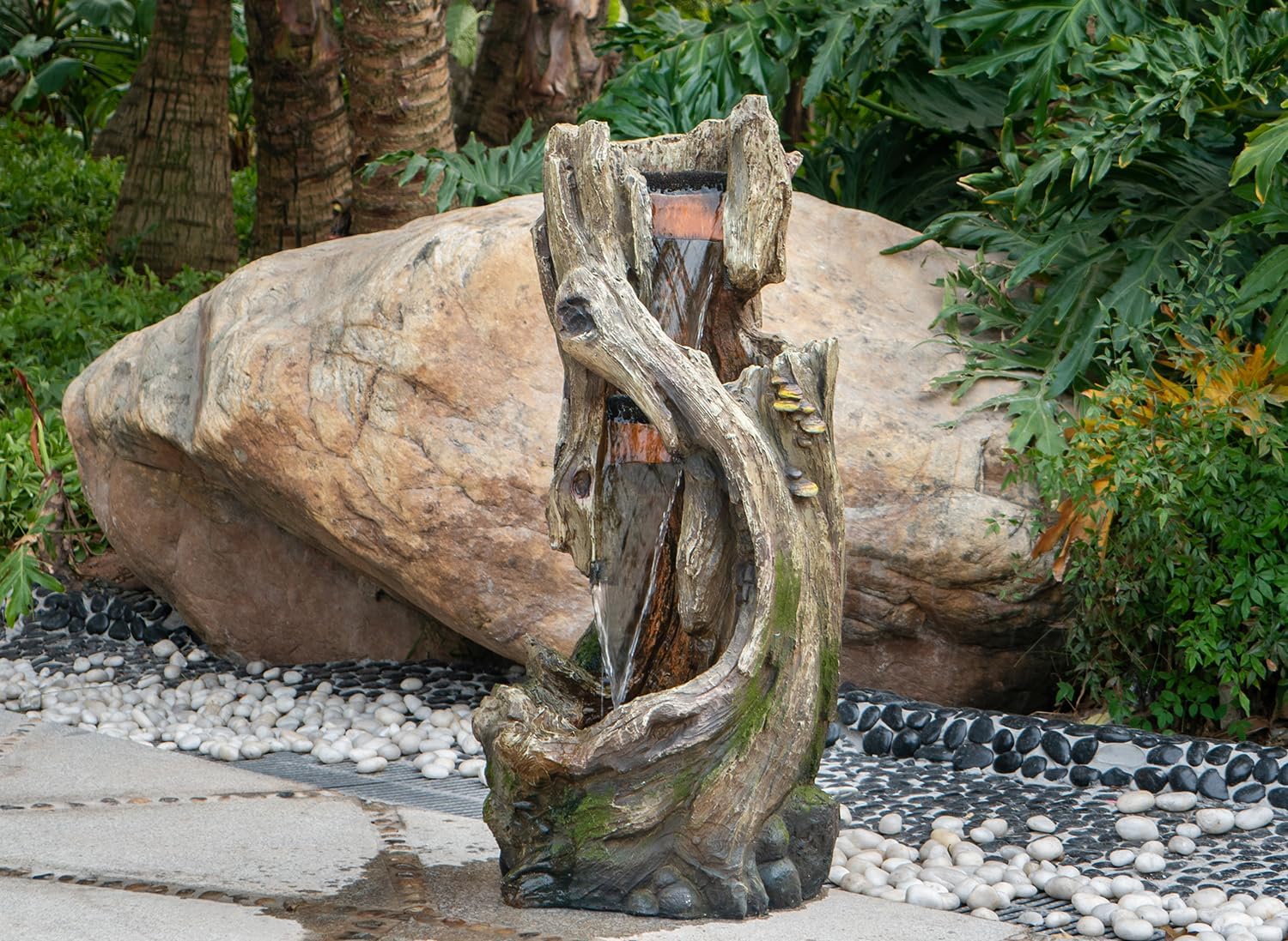 Indoor Outdoor Tree Trunk Fountain with Light 1