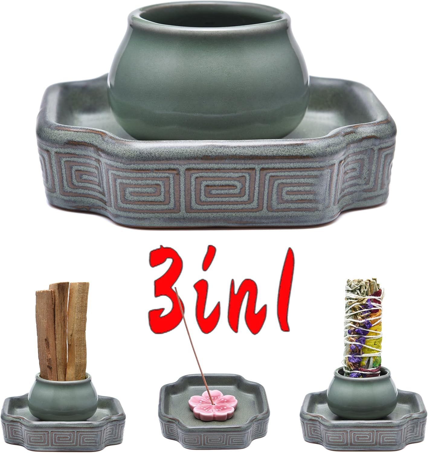 KR LIF 3-in-1 Incense Holder for Sage Sticks