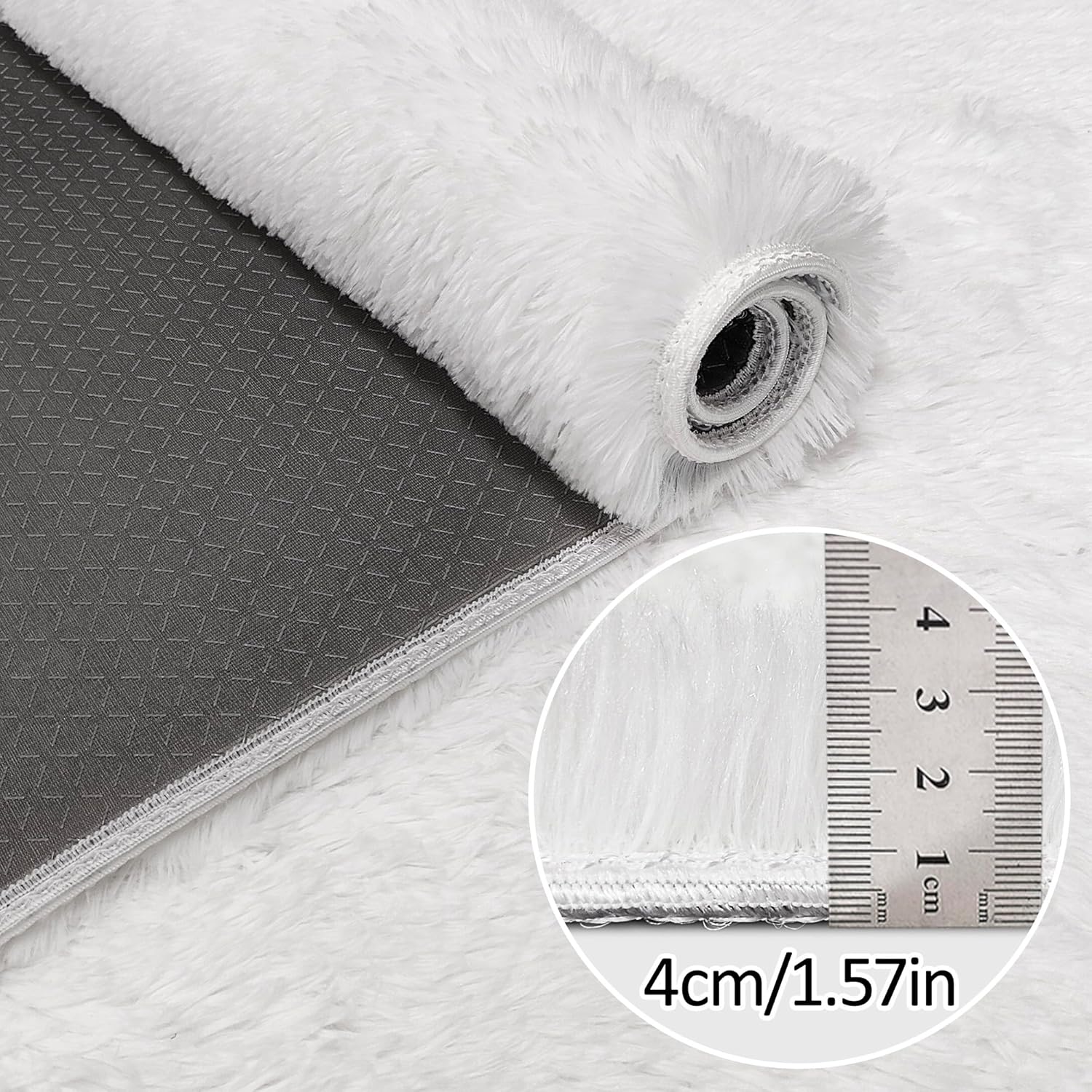 Fluffy Runner Rug for Kids Bedroom 3x10ft White