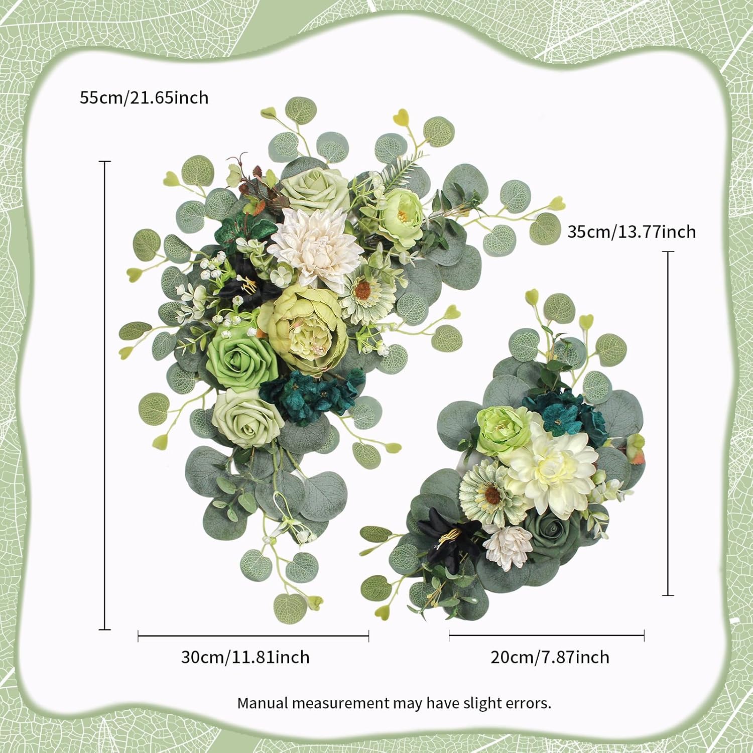 Odouzy Dark Green Artificial Wedding Arch Flowers Set of 2