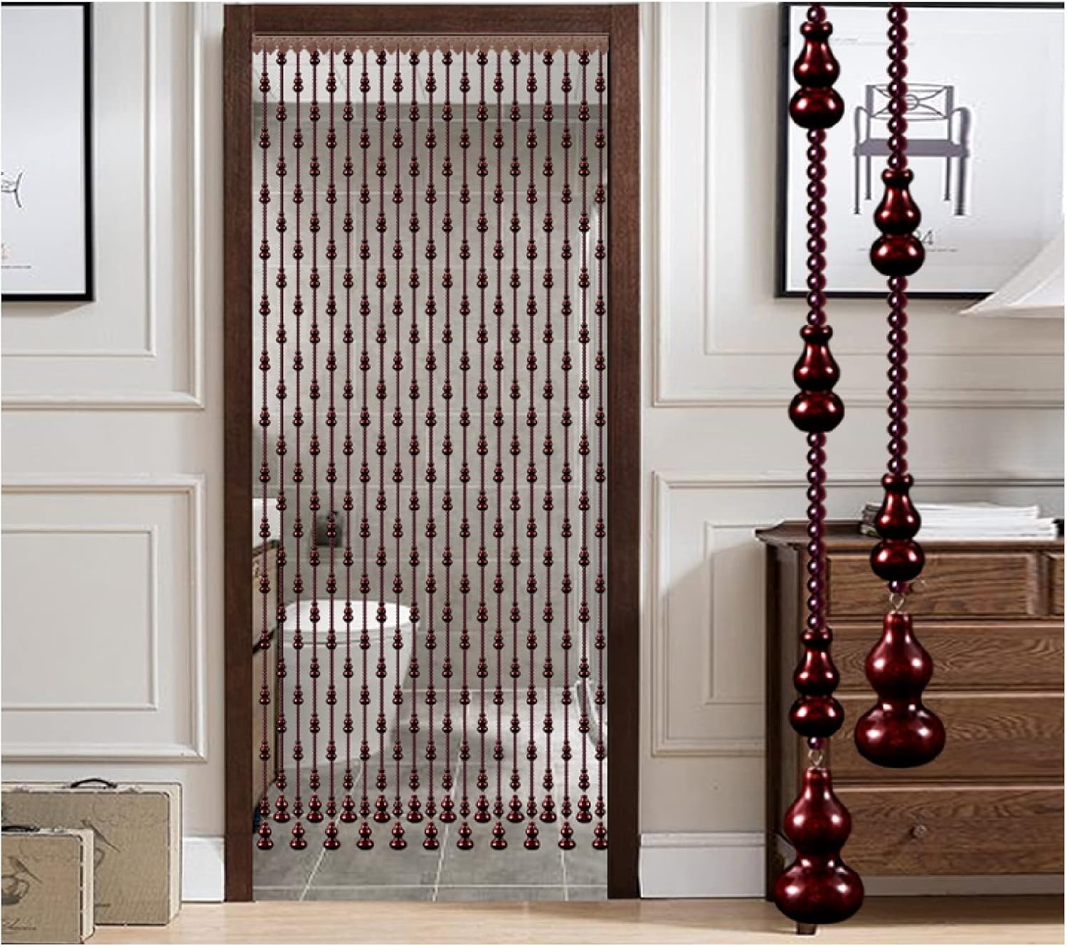 ZHANGQINGXIU Wood Bead Curtain for Doorways Brown 11x125m