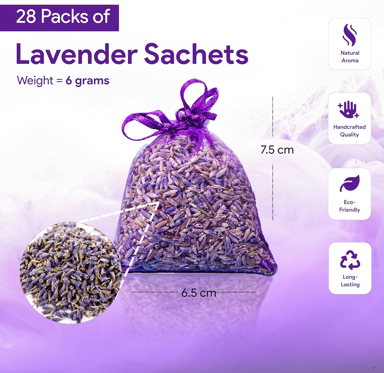 28 Pack Organic Lavender Sachet Bags for Closets and Drawers