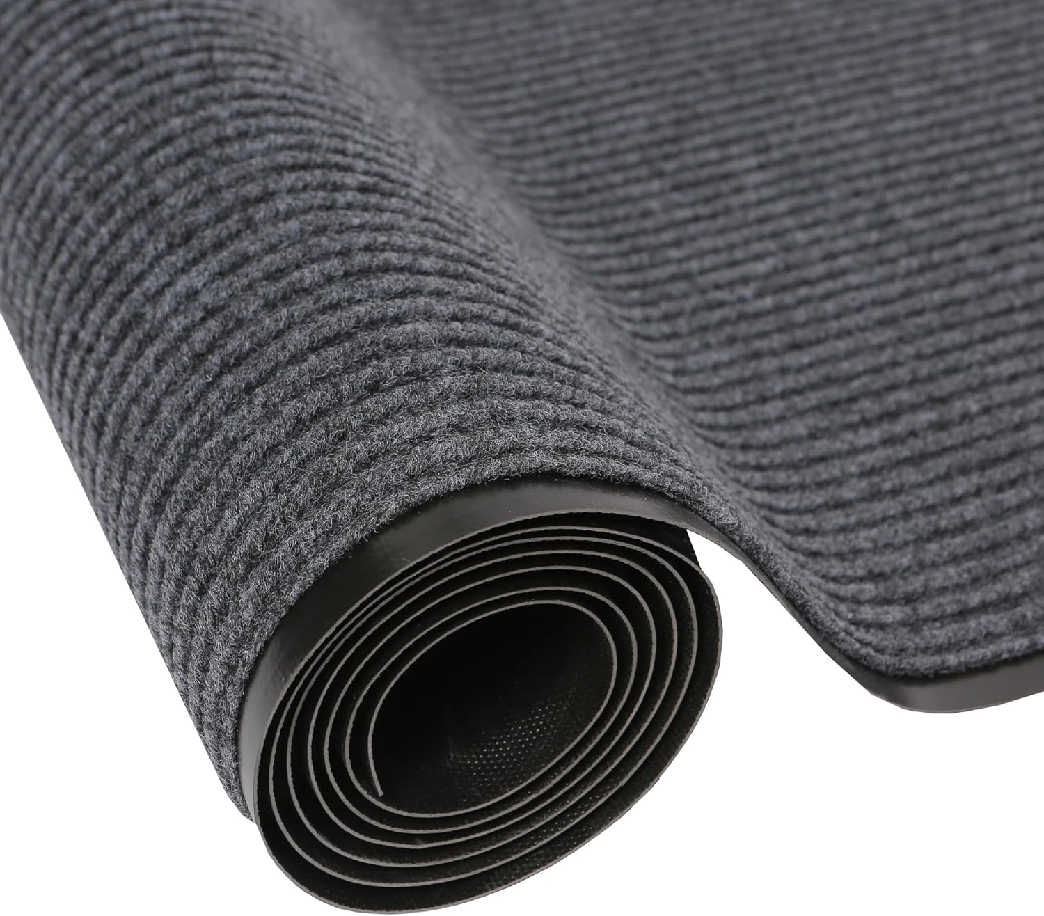 3x10ft Grey Brushed Entryway Rug with Rubber Backing