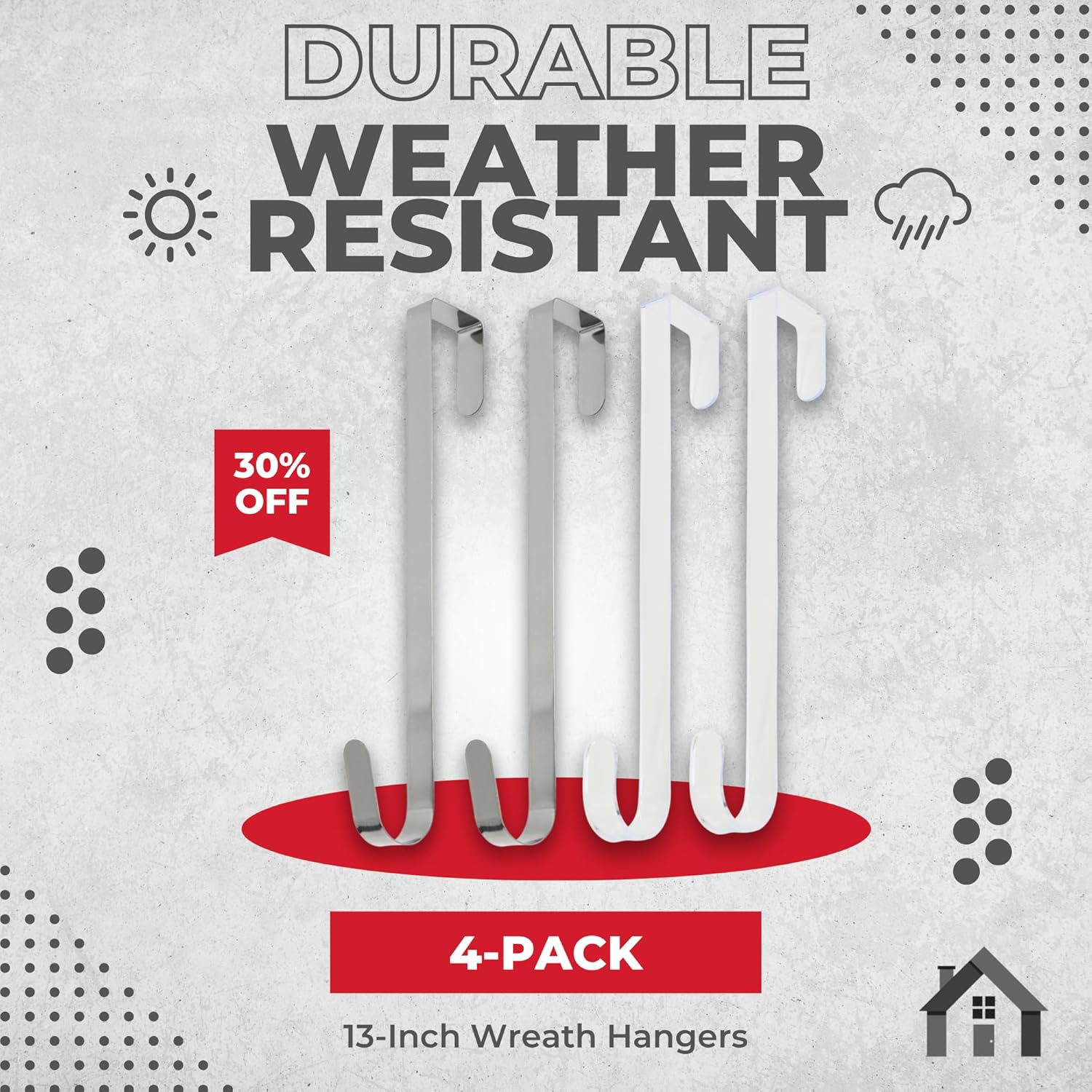 Iconikal 4 Pack Wreath Hangers 13 Inch 10 lb Capacity