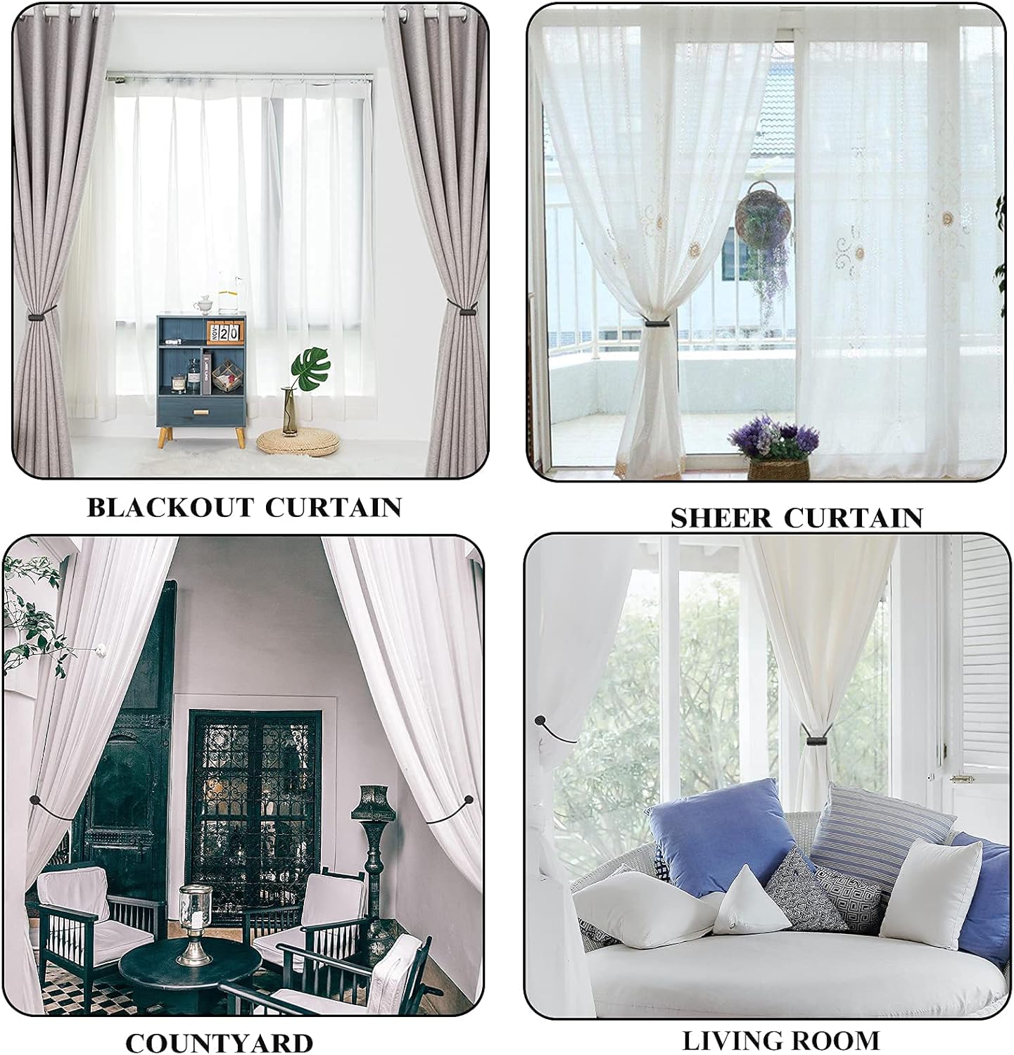 XDerlin Magnetic Curtain Holdbacks 16 Inch Beige