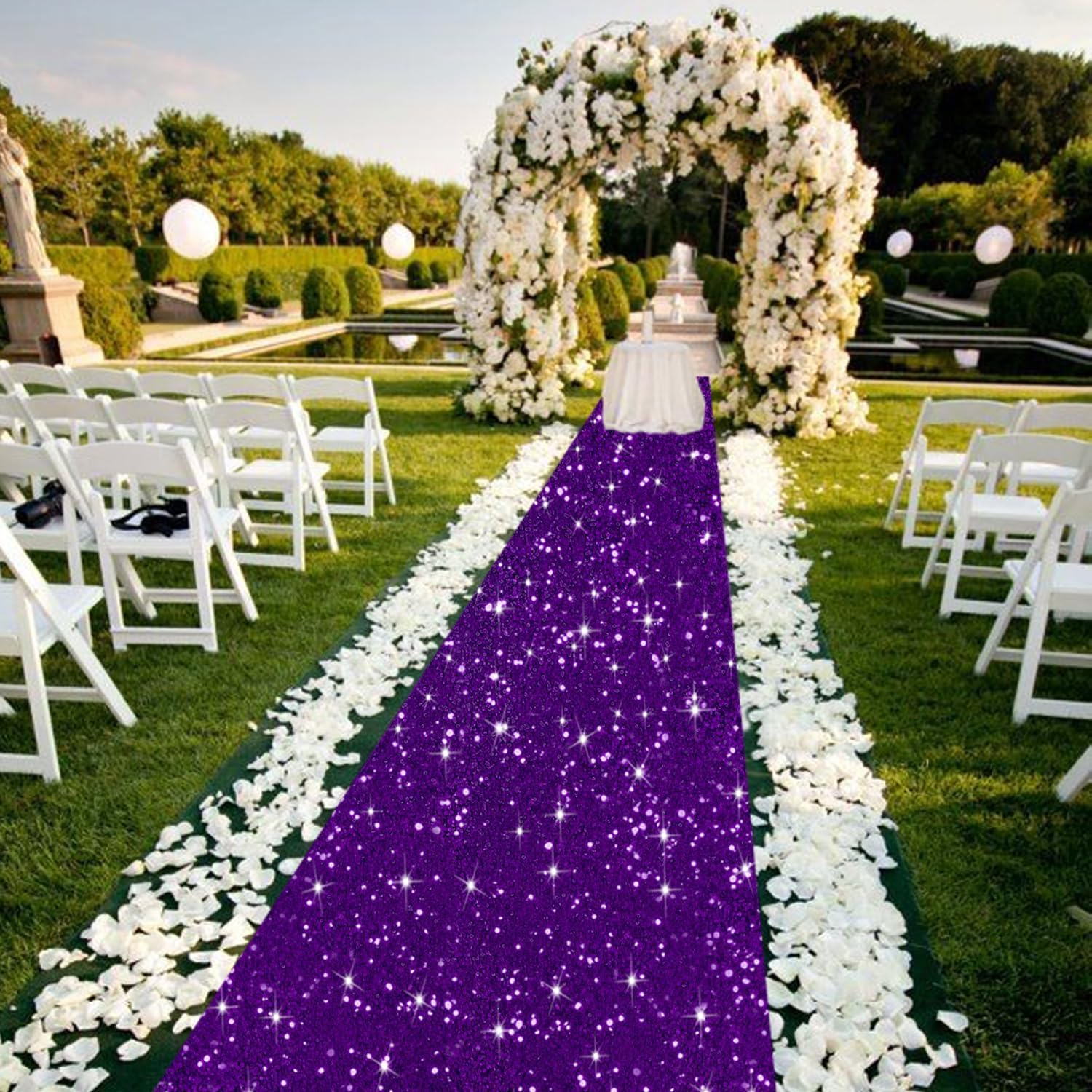 4ft x 20ft Purple Glitter Aisle Runner for Wedding and Party