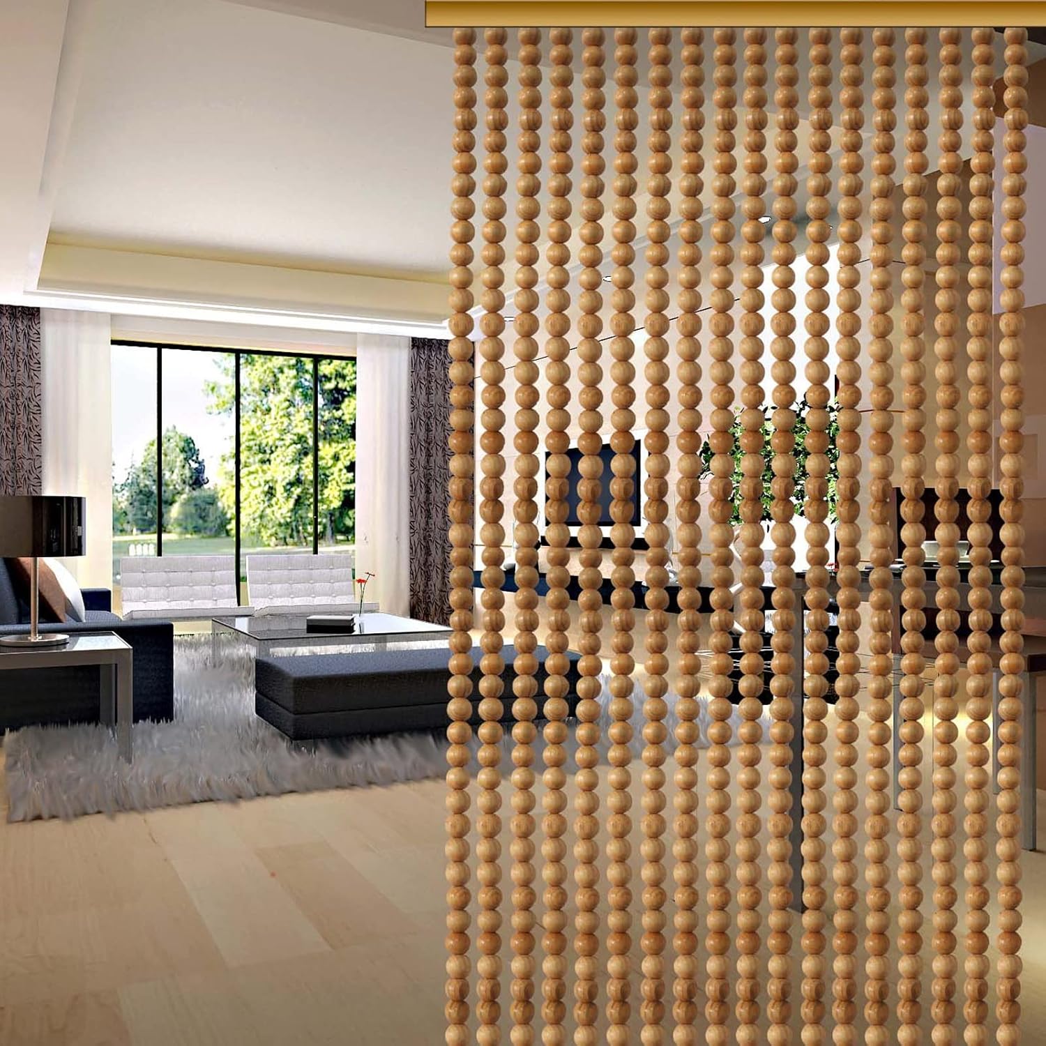 Beads Curtain Doorways Privacy Wooden Bamboo