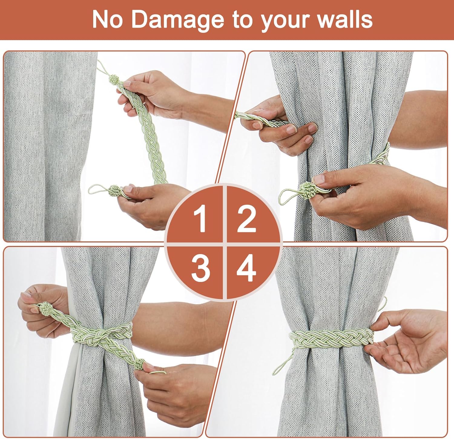 Uxcell 4Pcs Curtain Tiebacks Taupe 58cm Drapery Holdback