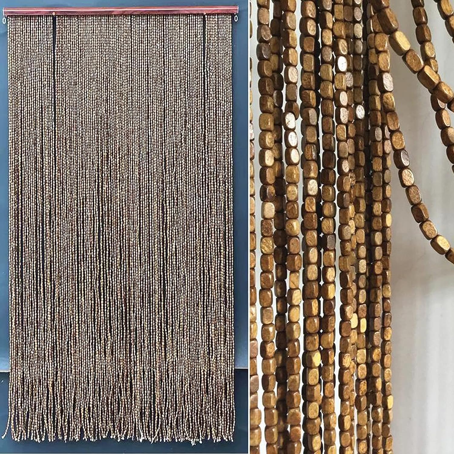 Wcxixo Bamboo Beaded Door Curtain Handmade Decorative Panel