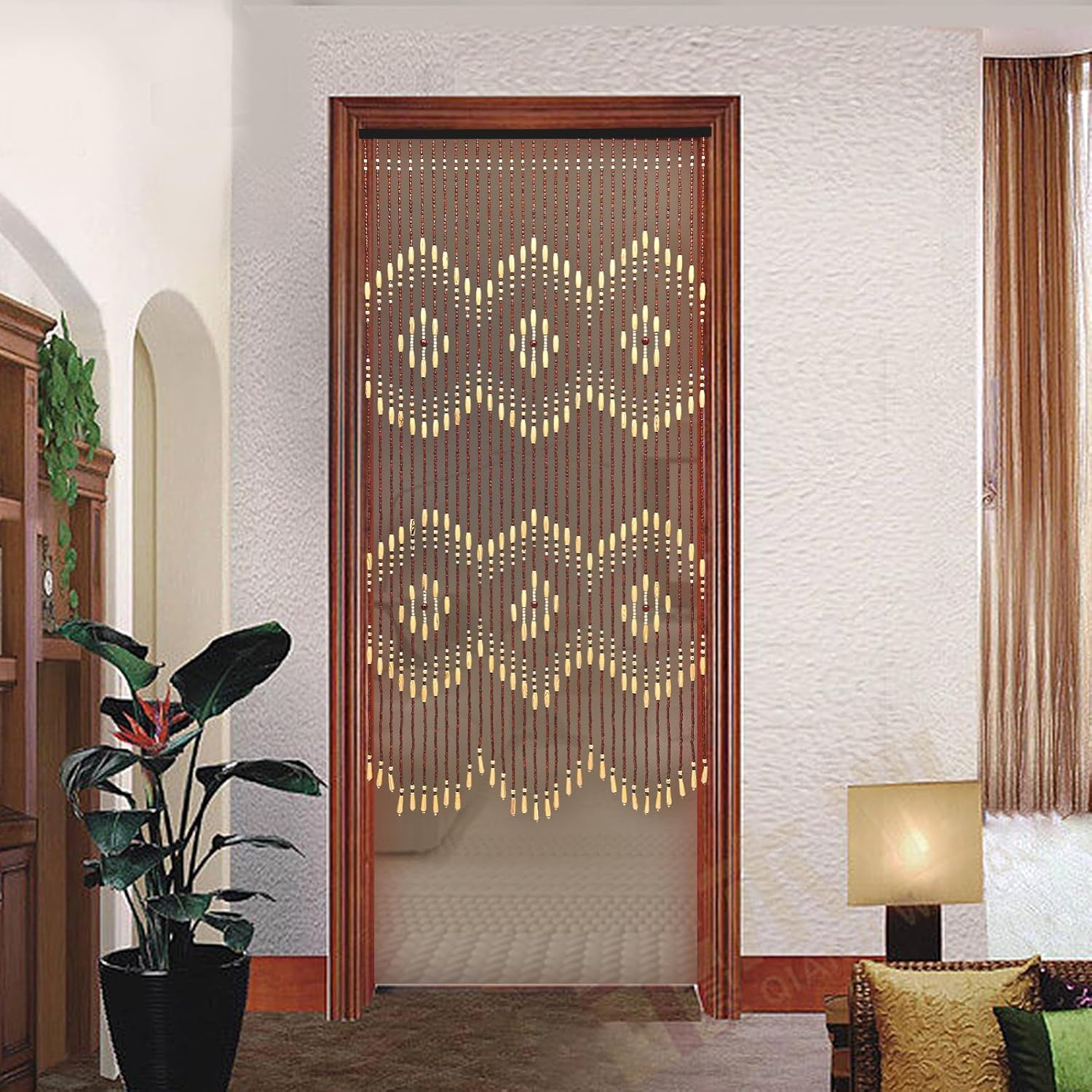Boho Bamboo Bead Curtain with 31 Lines
