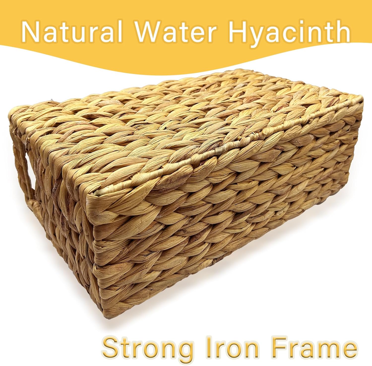 Hand-Woven Magazine Holder Water Hyacinth Basket for Storage