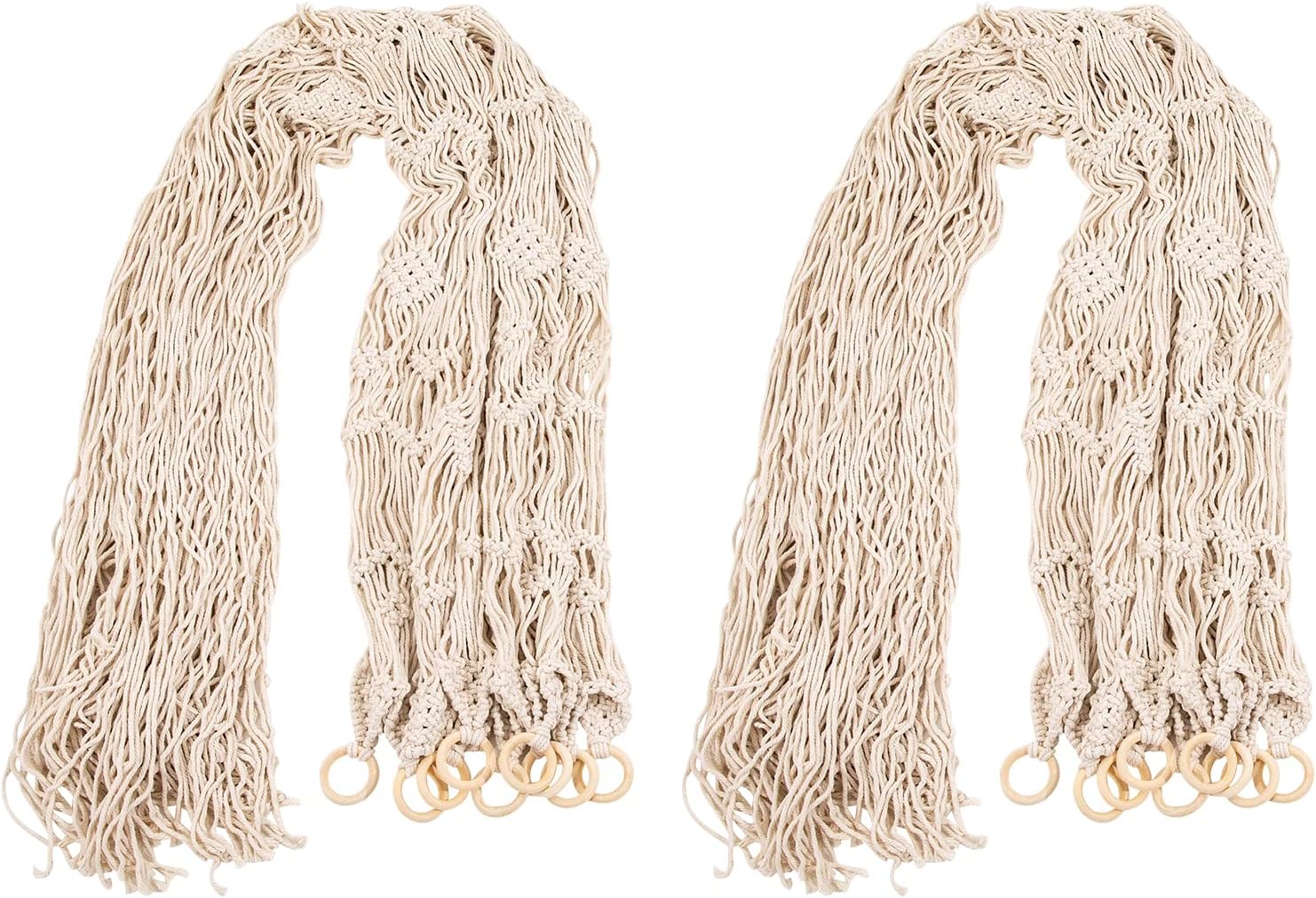 2Pcs Macram Curtain with Tassels for Living Room and Bedroom