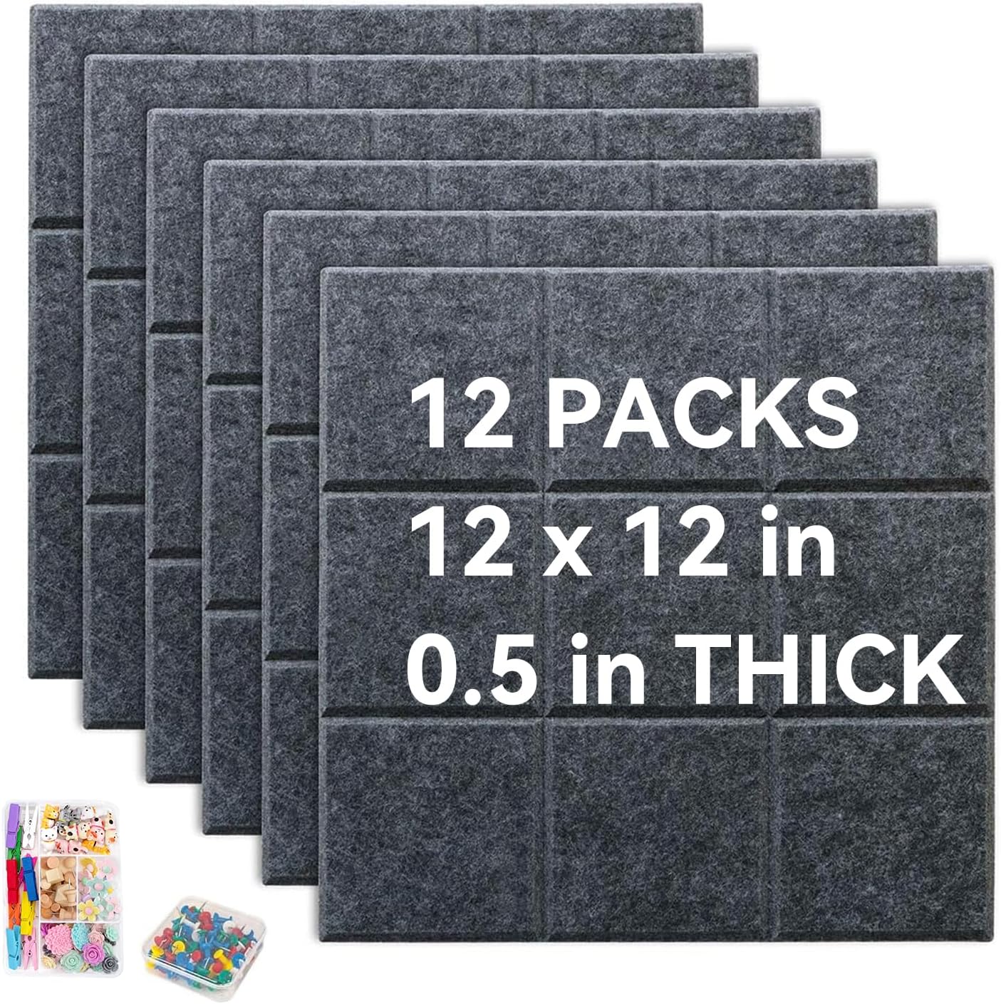 Yunihome 12 Pack 36 x 48 Felt Bulletin Board Wall Tiles