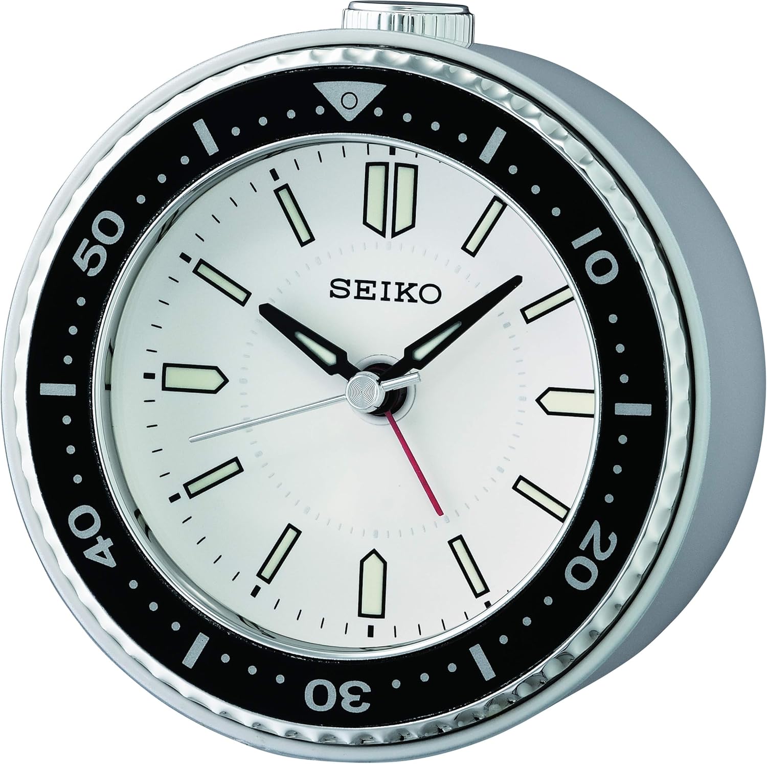 Seiko Alarm Clock Plastic Silver Black 95mm