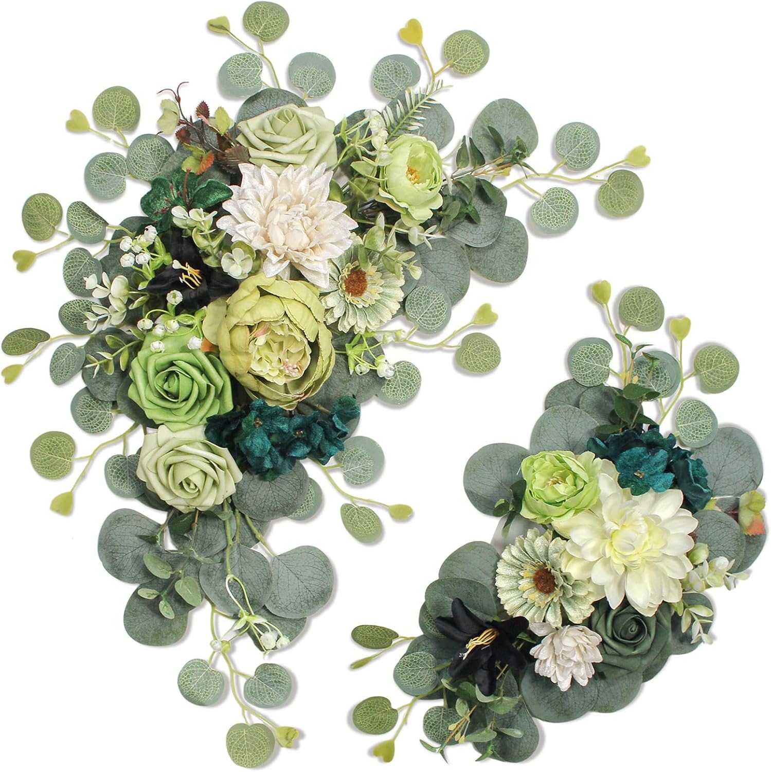 Odouzy Dark Green Artificial Wedding Arch Flowers Set of 2
