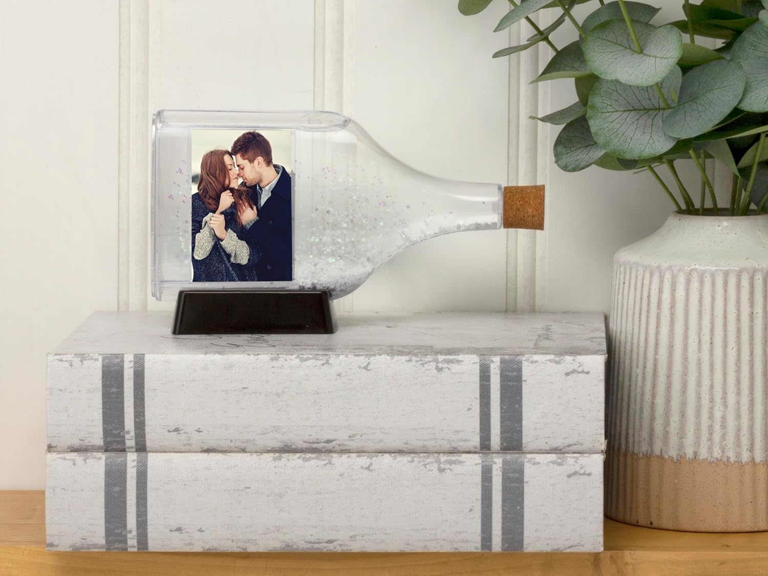 Photo in a Bottle Snow Globe with Custom Photos