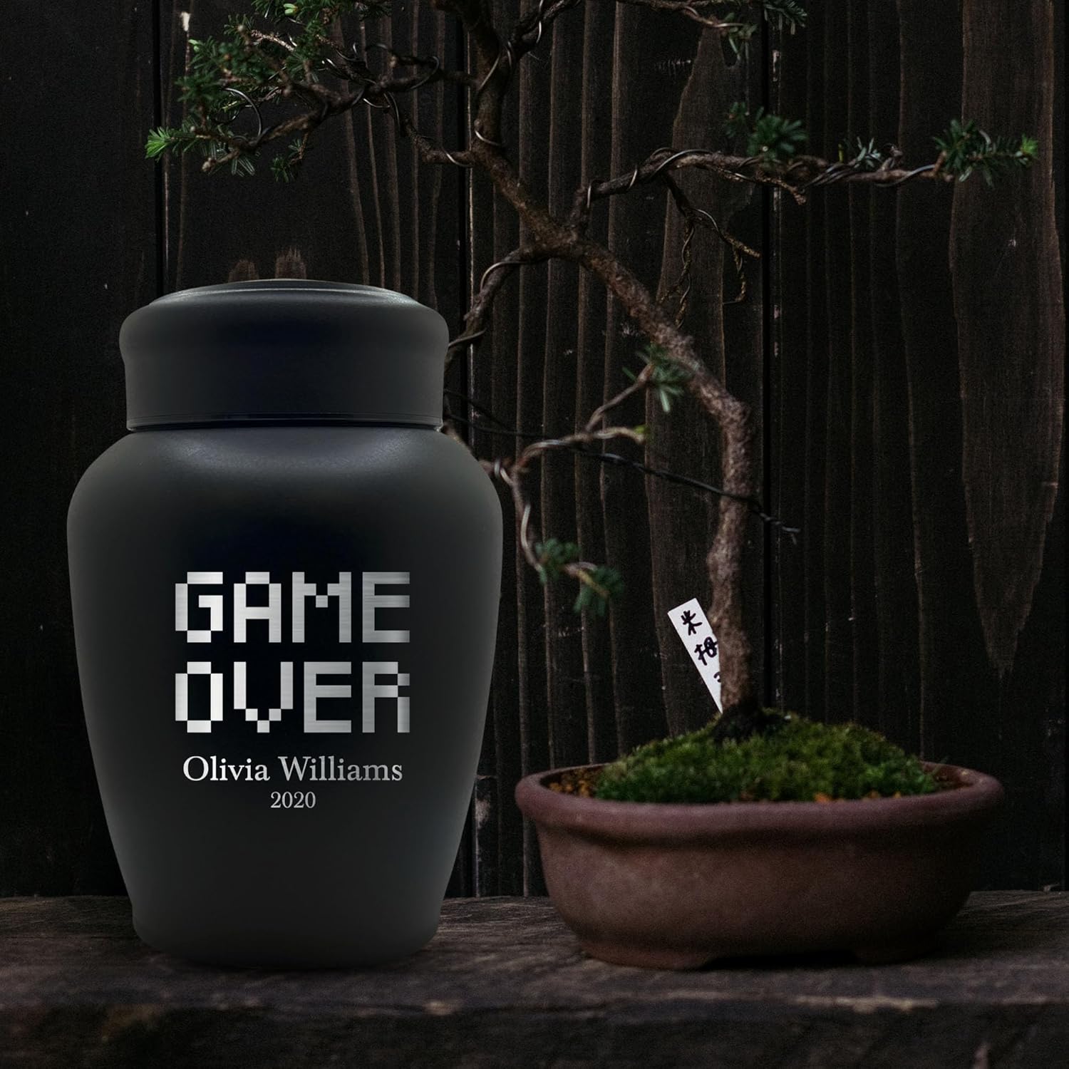 Personalized Cremation Urn with Dark Humor Design and Name