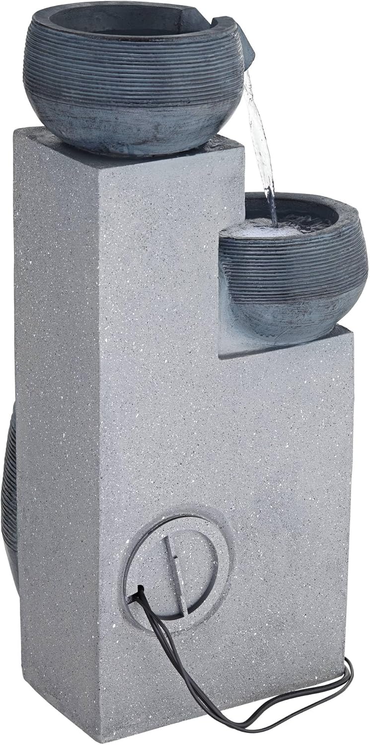John Timberland Three Bowl Floor Standing Fountain with LED Light