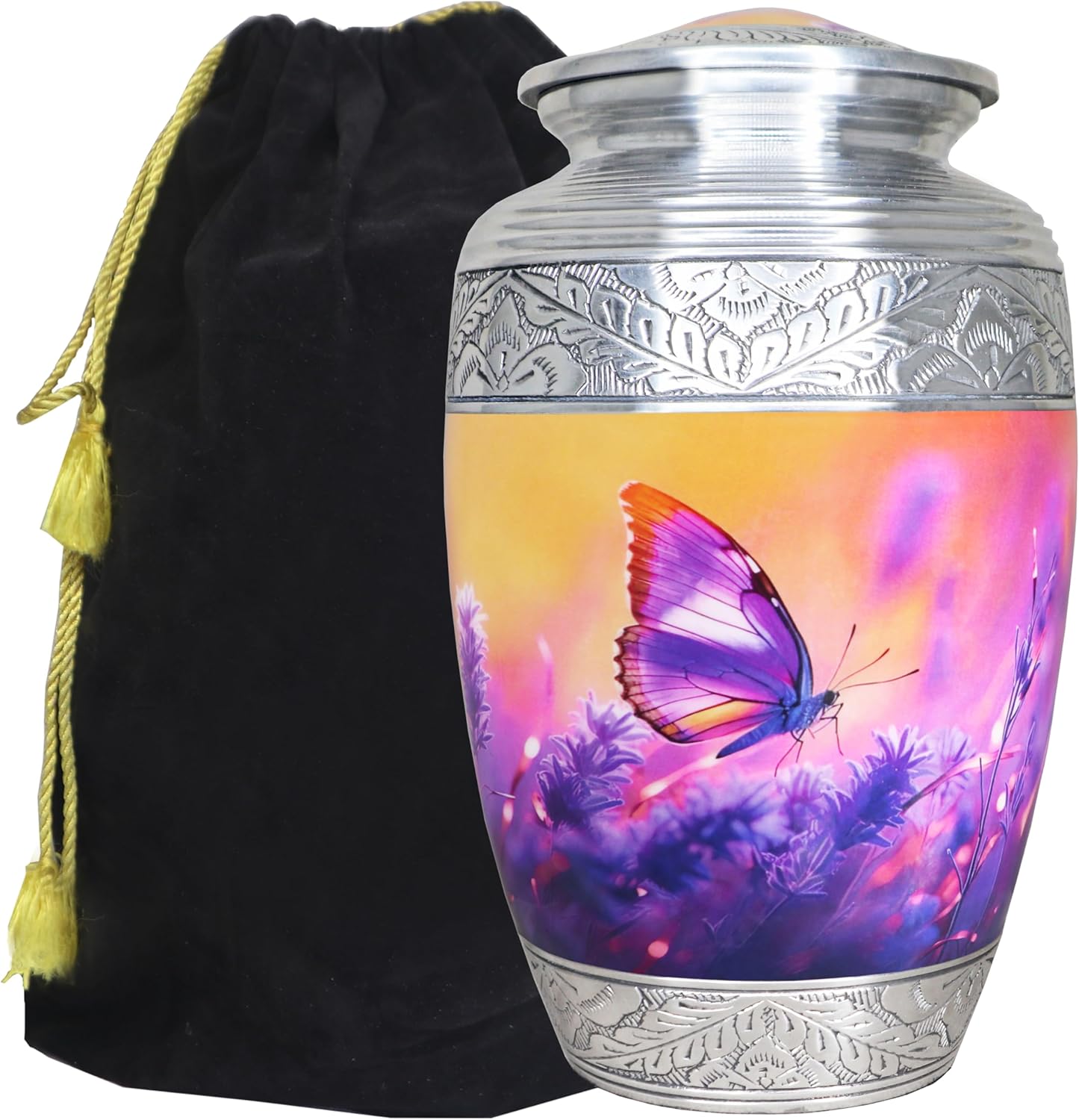 Purple Butterfly Cremation Urn for Human Ashes