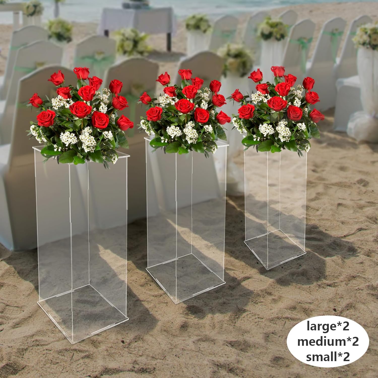2 Pcs Acrylic Display Cube Pedestal Flower Stand Tower