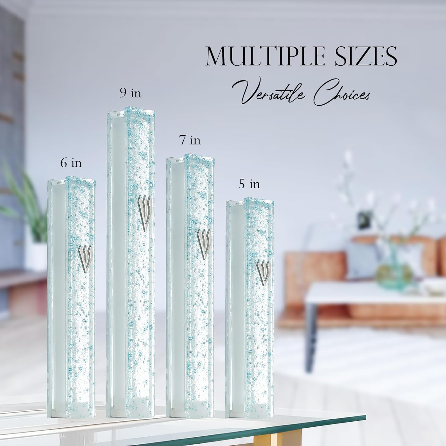 Modern Glass Mezuzah Case with Shattered Design