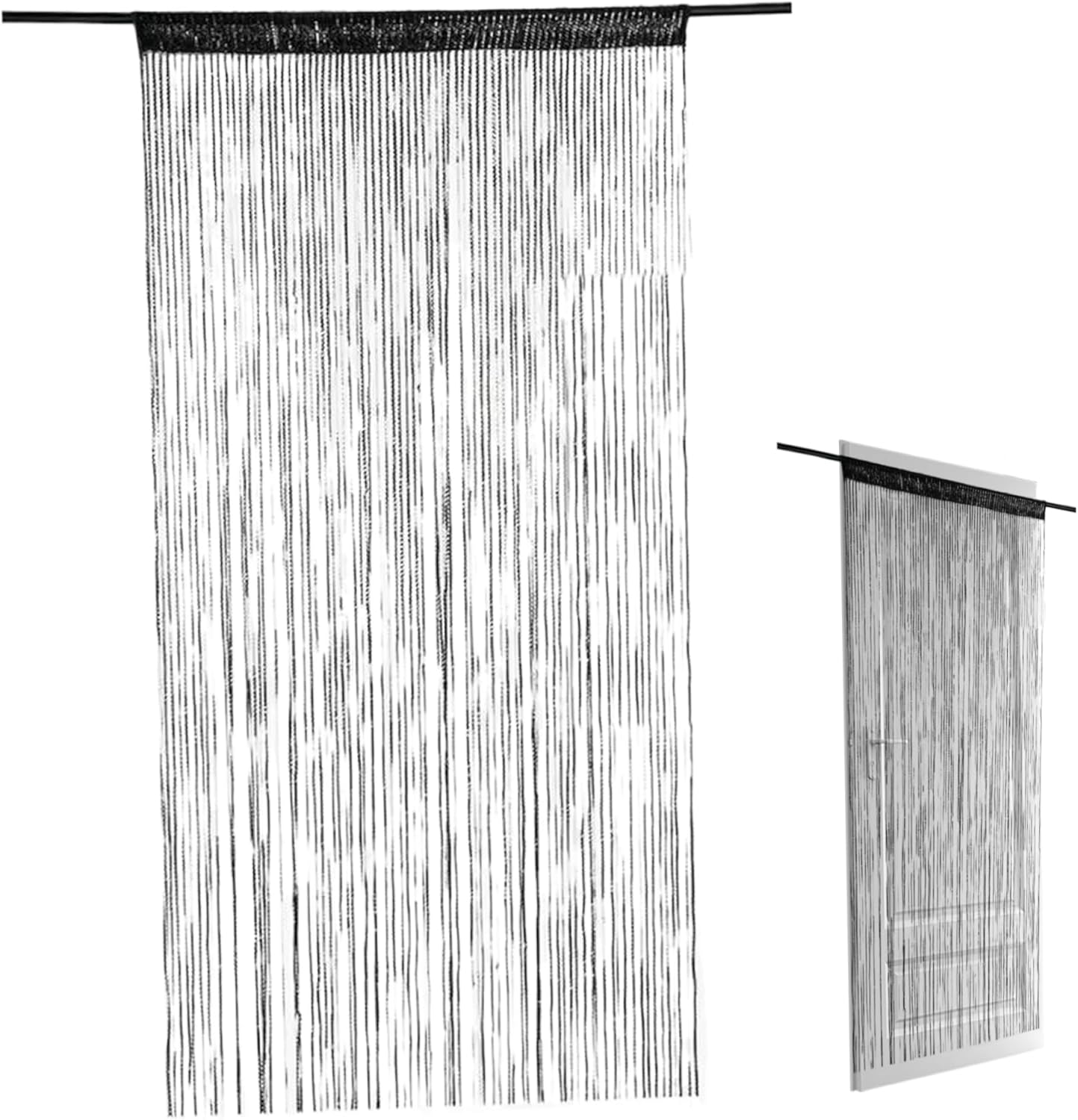 Bead Curtains for Doorways 39x79in Black Multi-Function String Curtain