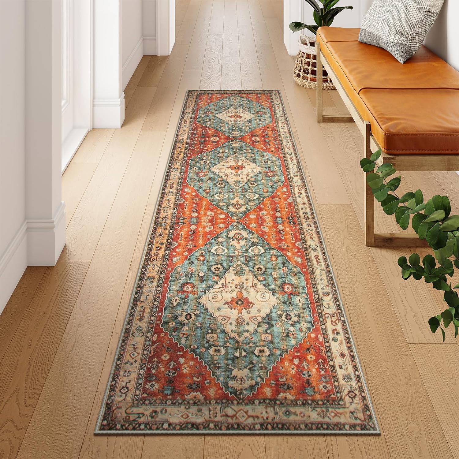 Lahome Boho Tribal 26 x 10 Washable Runner Rug