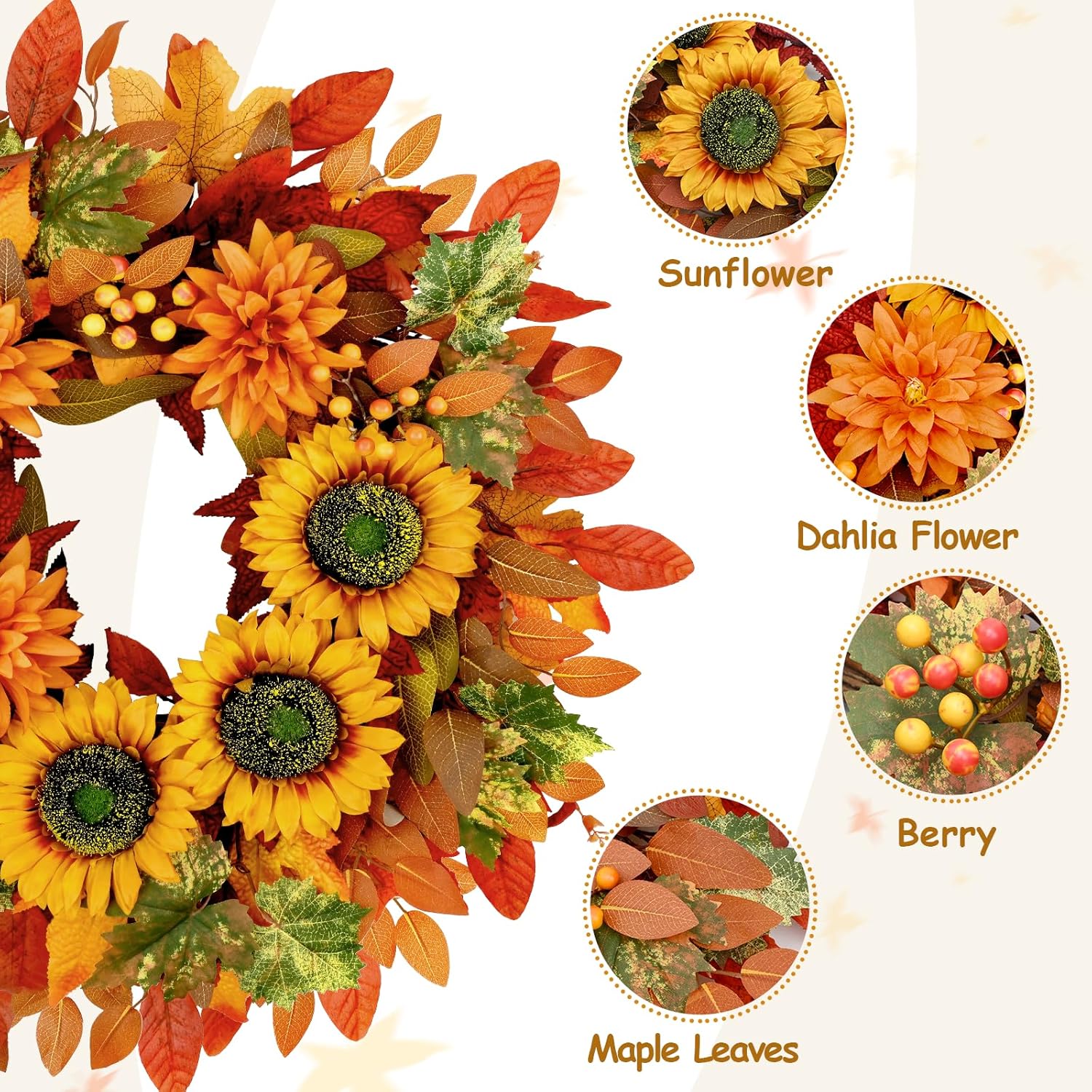 Waipfaru Fall Wreath 22 Inches Autumn Decor