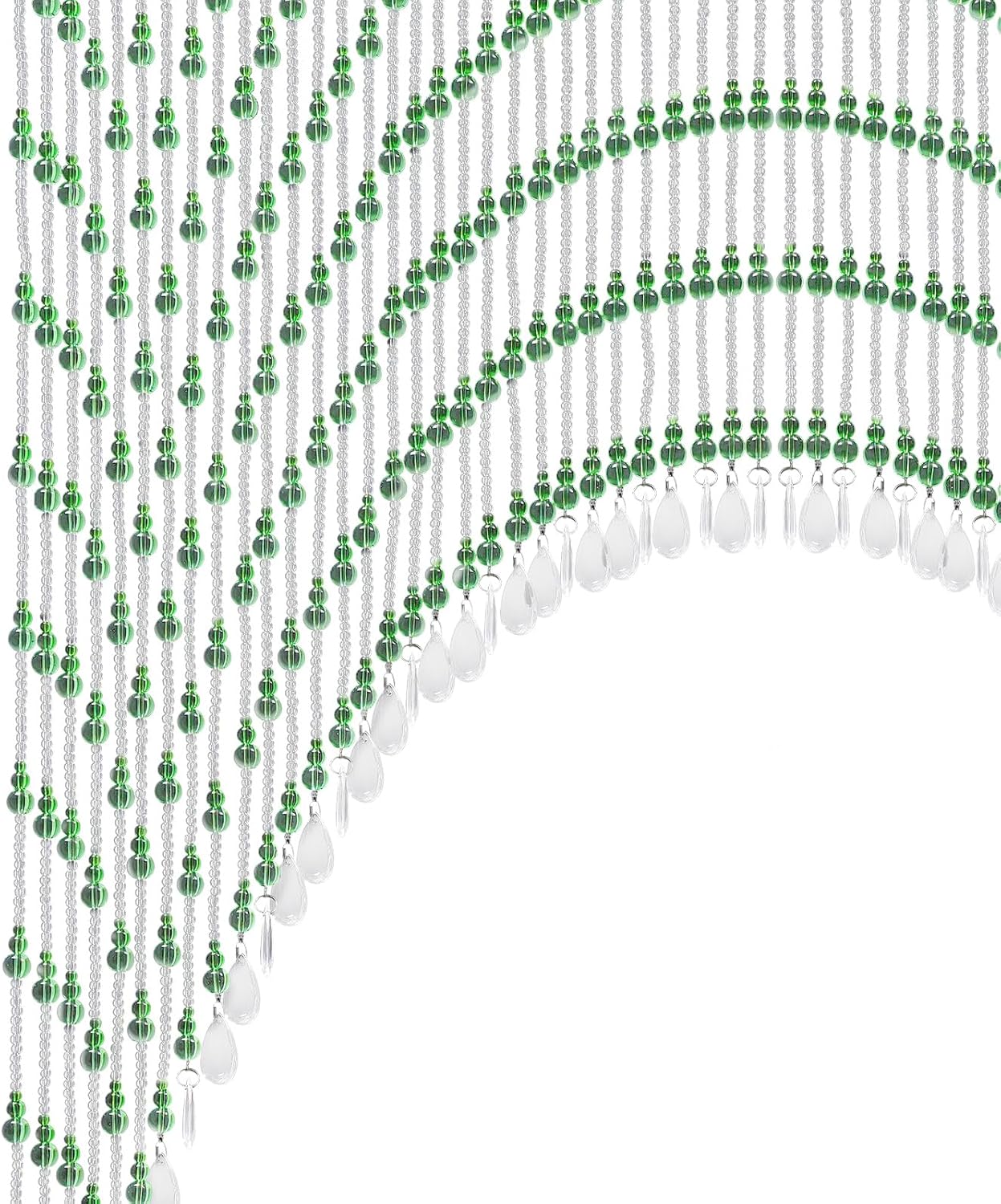 TFCFL Arched Crystal Bead Curtain 60 Strings Green