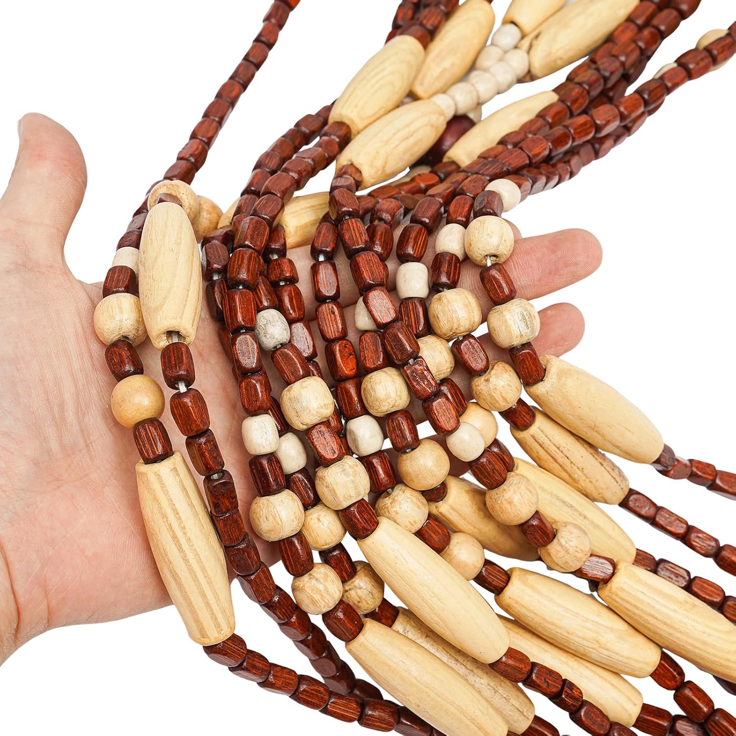 Delianty Natural Wood Wicker Beaded Curtain Doorway Decor 3543x689inch