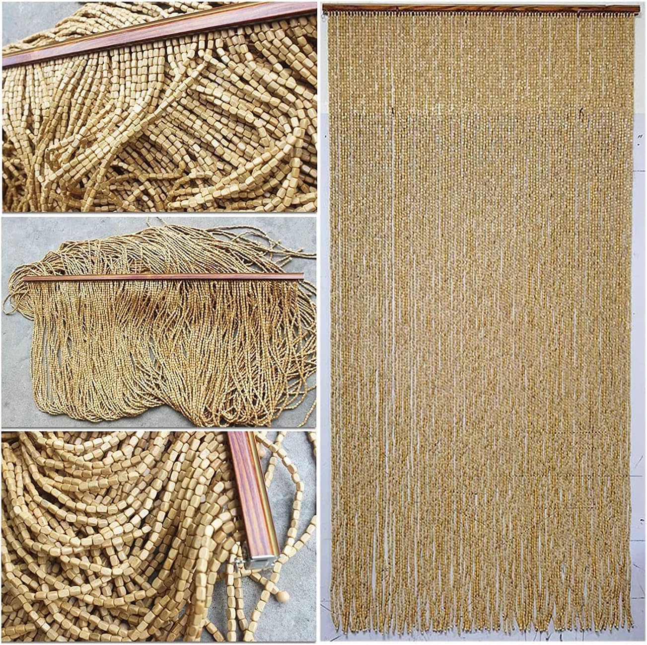 Wood Beaded Door Curtains with Bamboo Beads