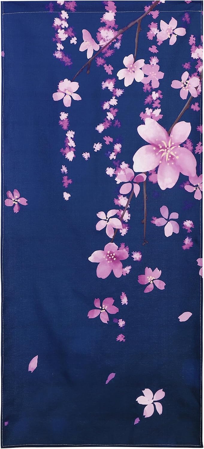 Noren Doorway Curtain with Cherry Blossom Sakura Design