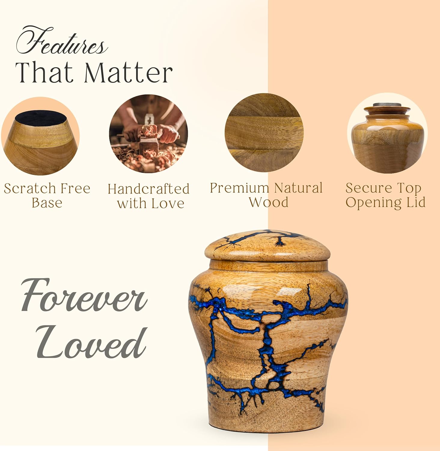 Handmade Lightning Urn for Human Ashes Keepsake