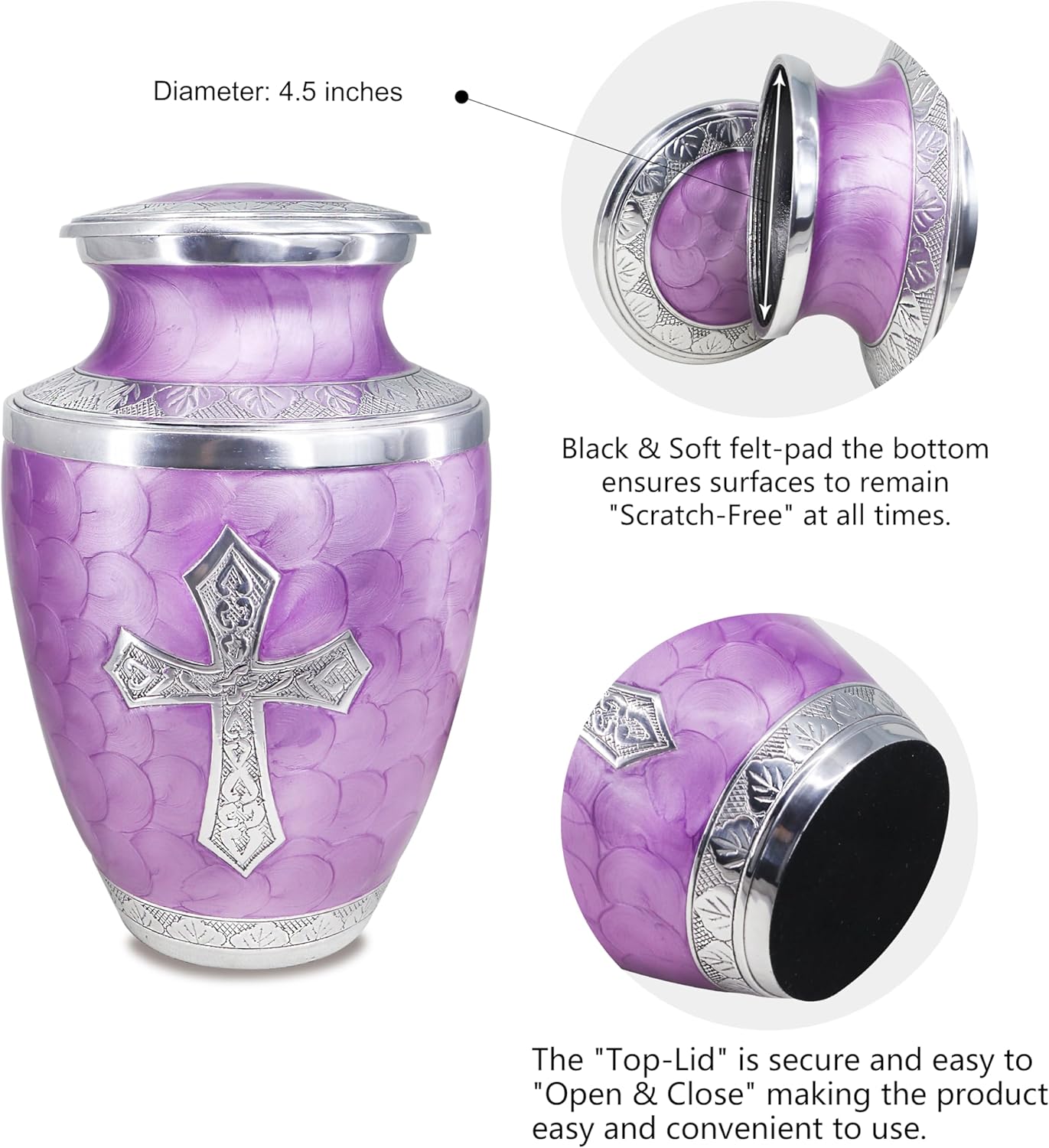 M MEILINXU Large Purple Cross Urn for Ashes