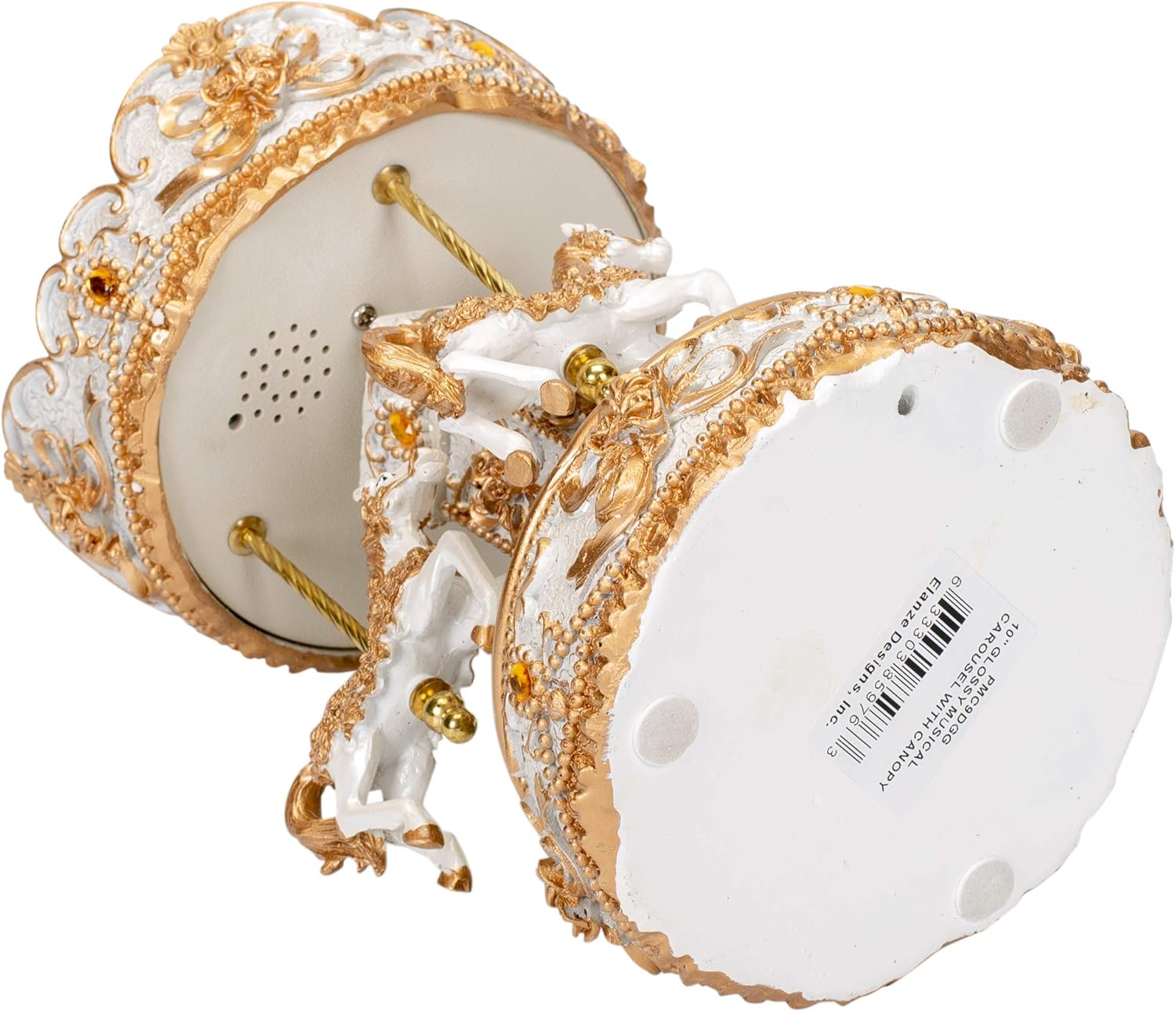 Elanze Designs Gilded Gold Tone Horse Musical Carousel 10 Inch