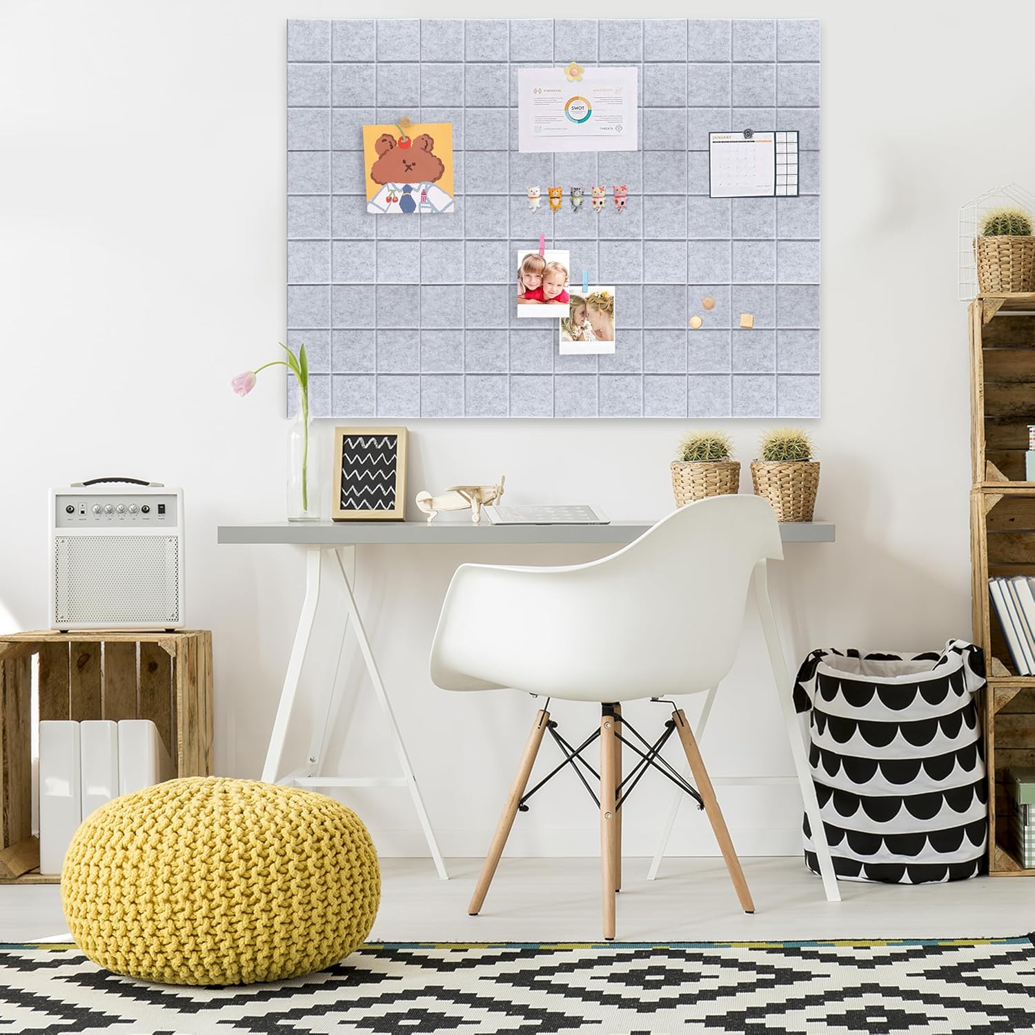 Yunihome Decorative Bulletin Board Wall Tiles 12 Pack 36x48in