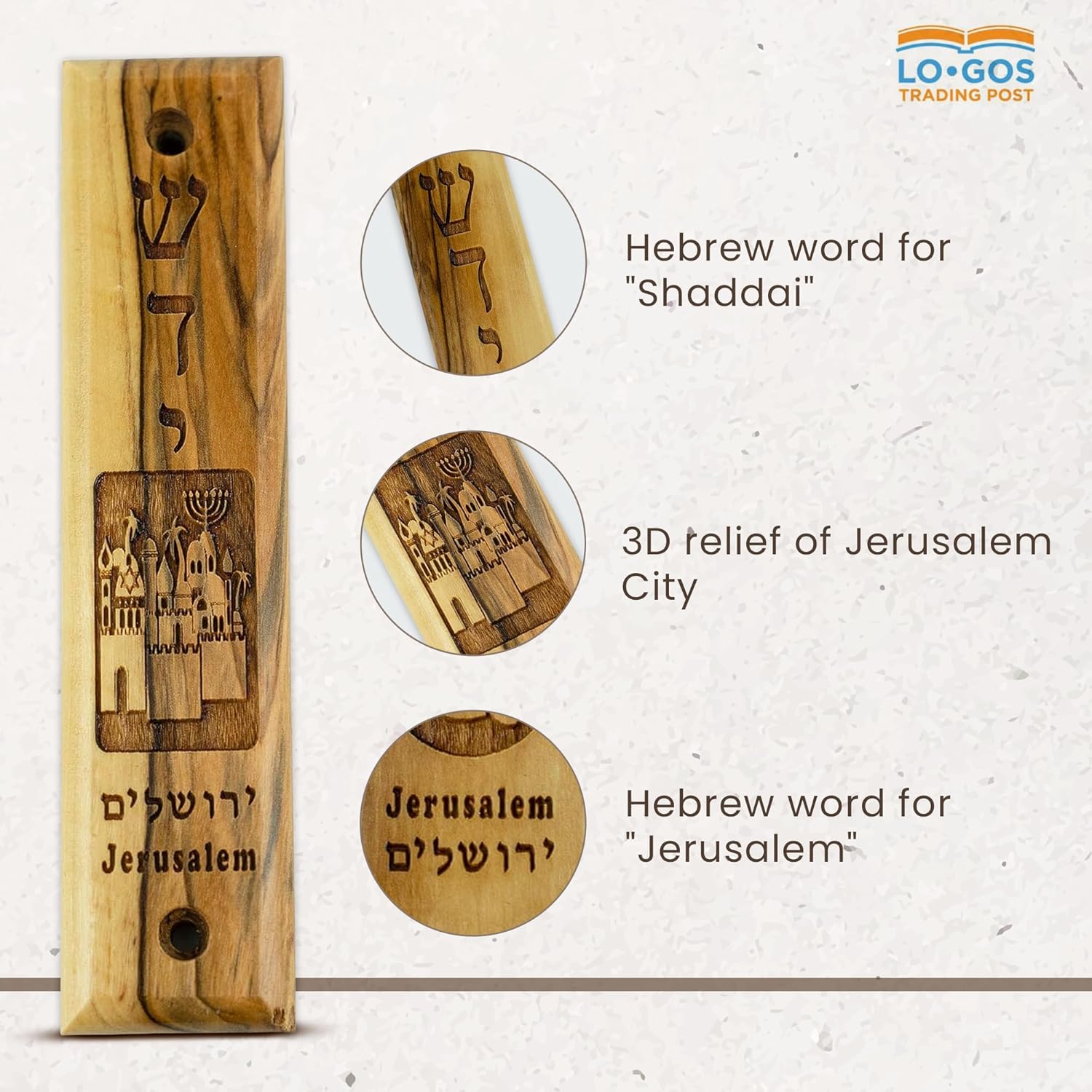 Olive Wood Mezuzah with Scroll from Israel