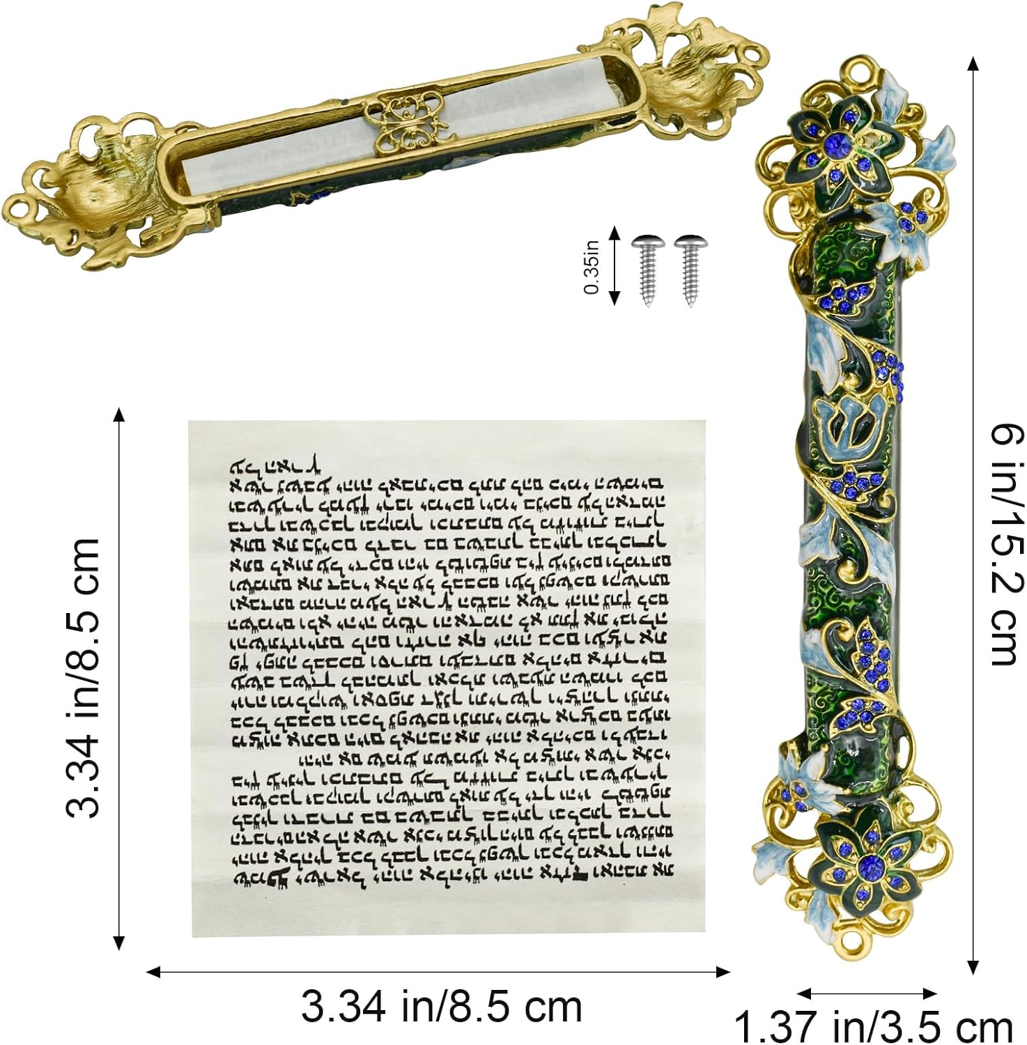 MrMrKura Mezuzah Scroll Door Ornament Dark Green