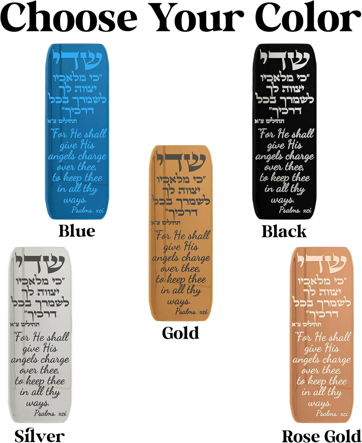 TYLDUM Car Mezuzah with Travelers Prayer and Scroll Engraved Blessing Silver