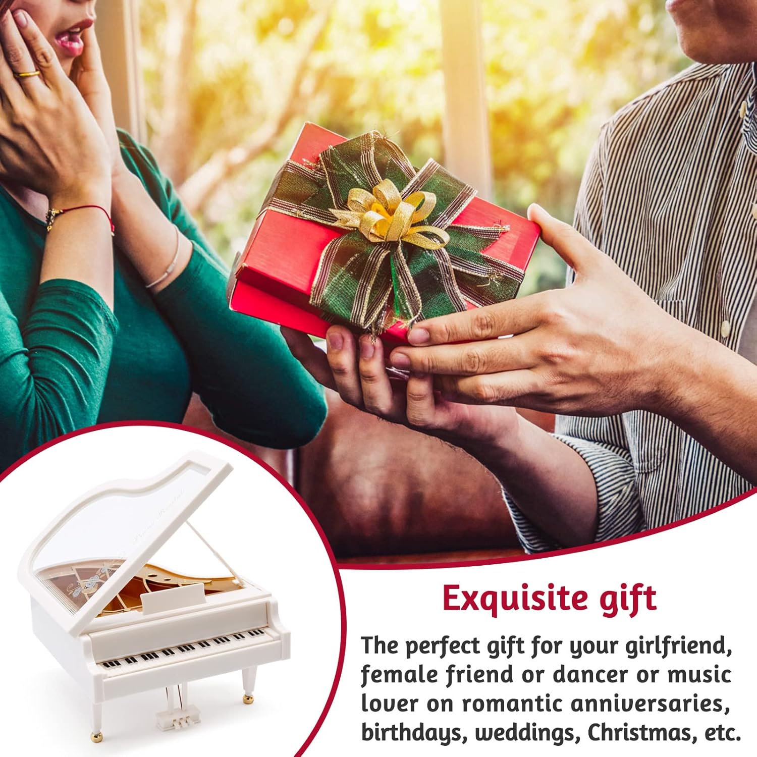 Piano Music Box Wind Up Musical Box for Girls Birthday Gift