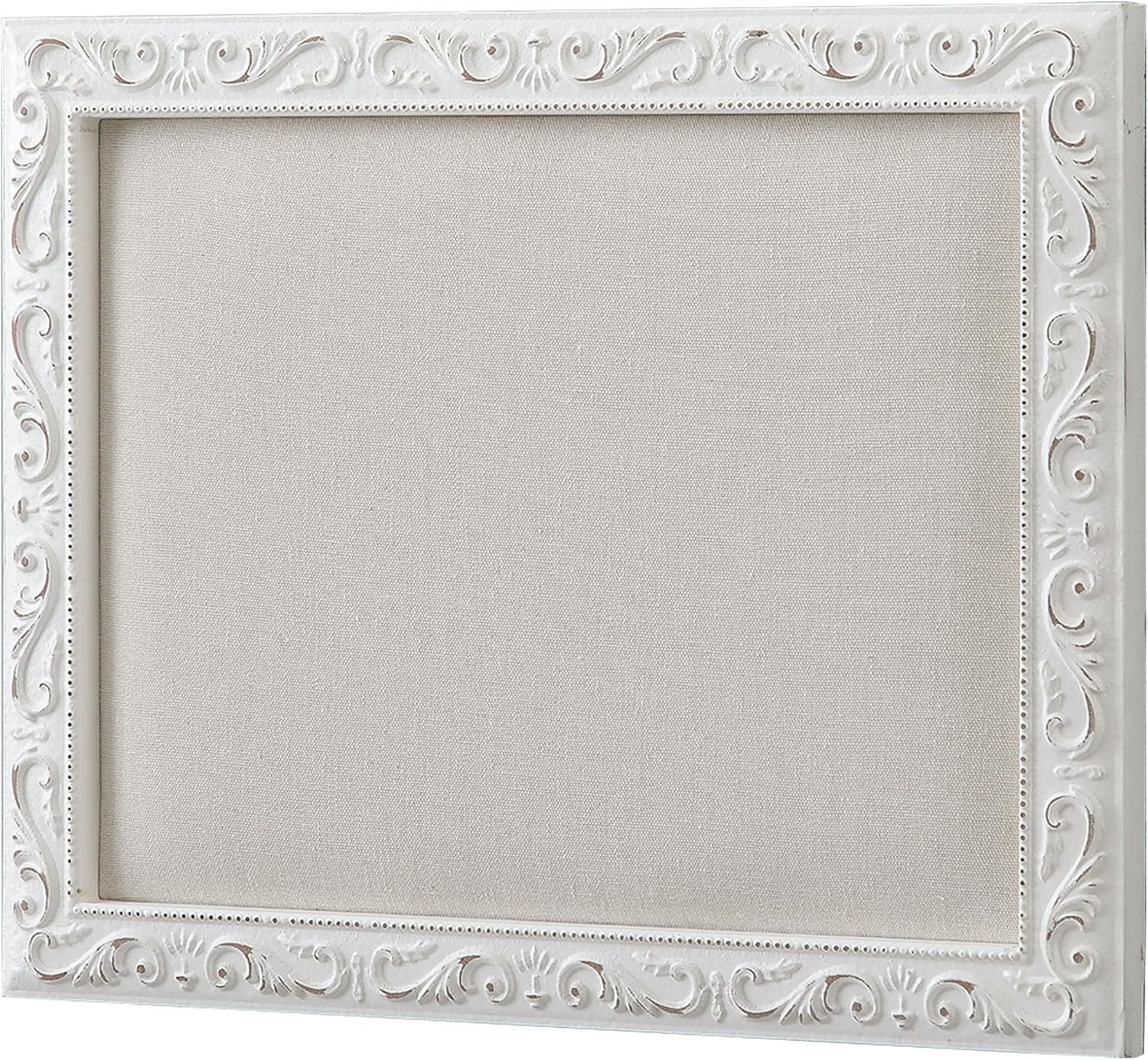 SOFE Rustic Bulletin Board for Wall - White Linen 16x13 Inches
