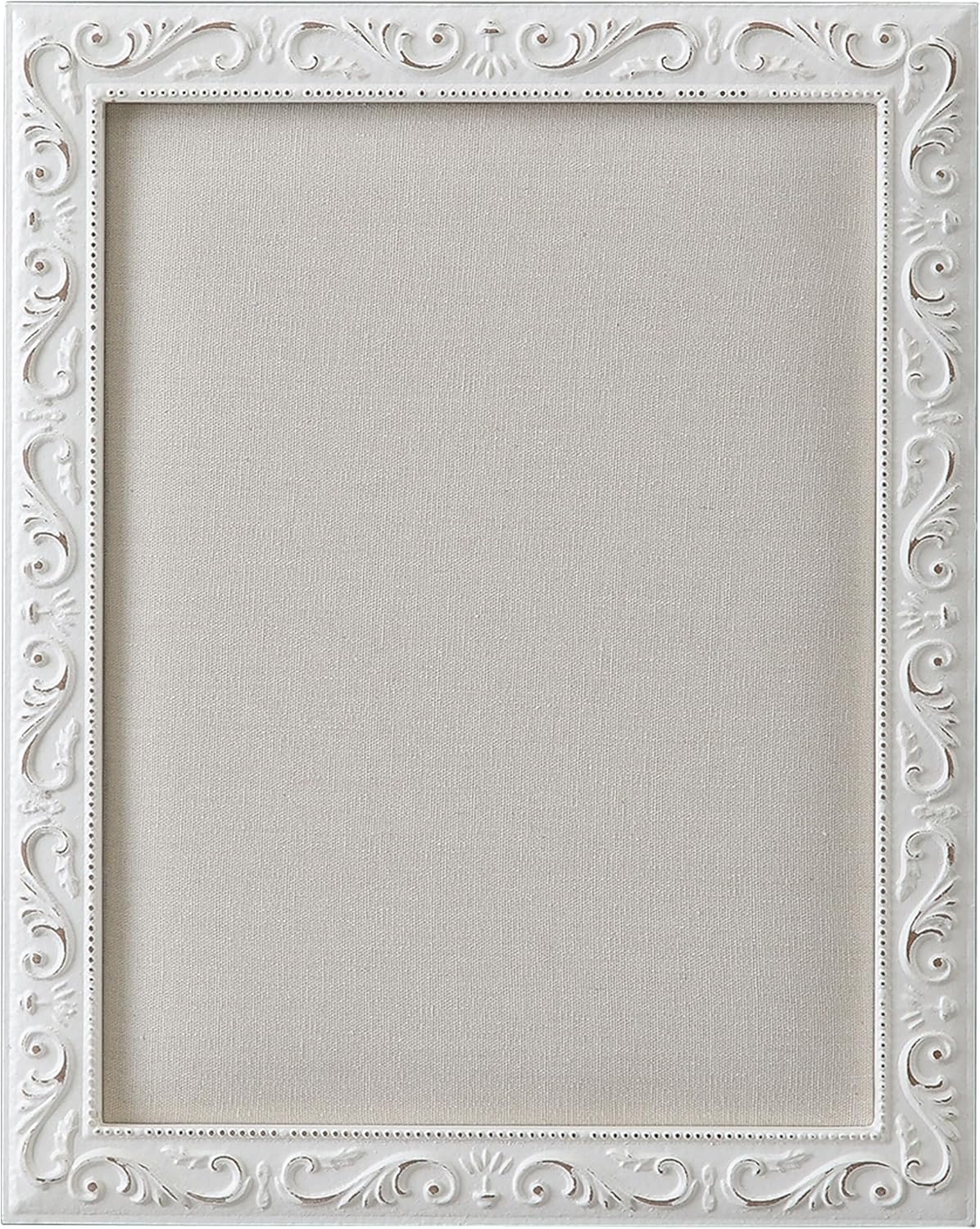 SOFE Rustic Bulletin Board for Wall - White Linen 16x13 Inches