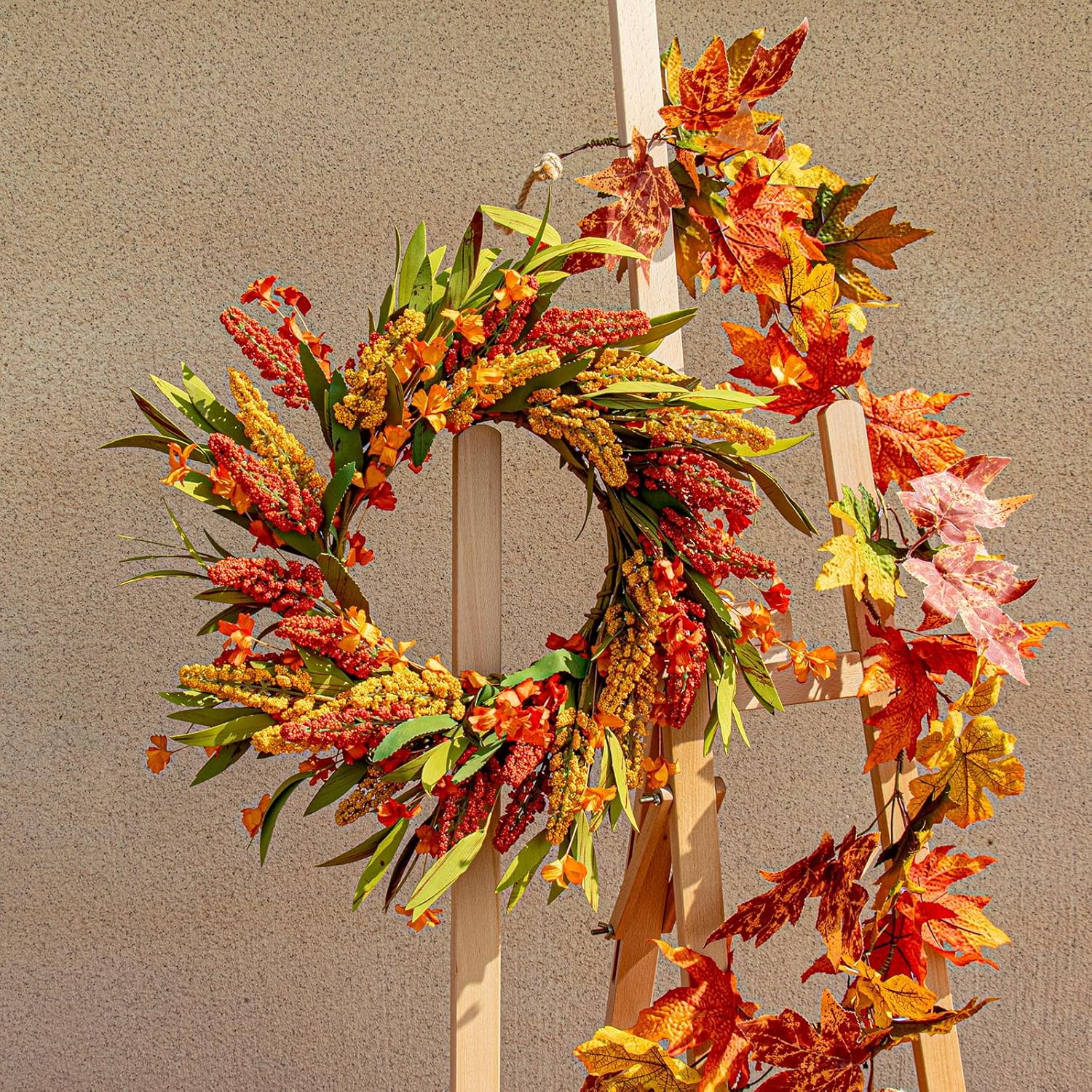 VioletEverGarden 20 Inch Autumn Wreath for Front Door