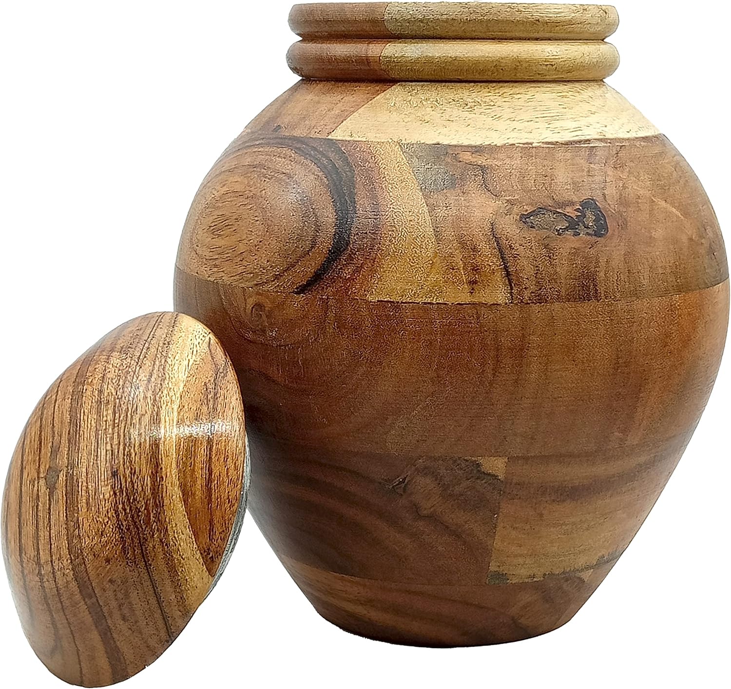 Handcrafted Wooden Urn for Human Ashes with Velvet Bag