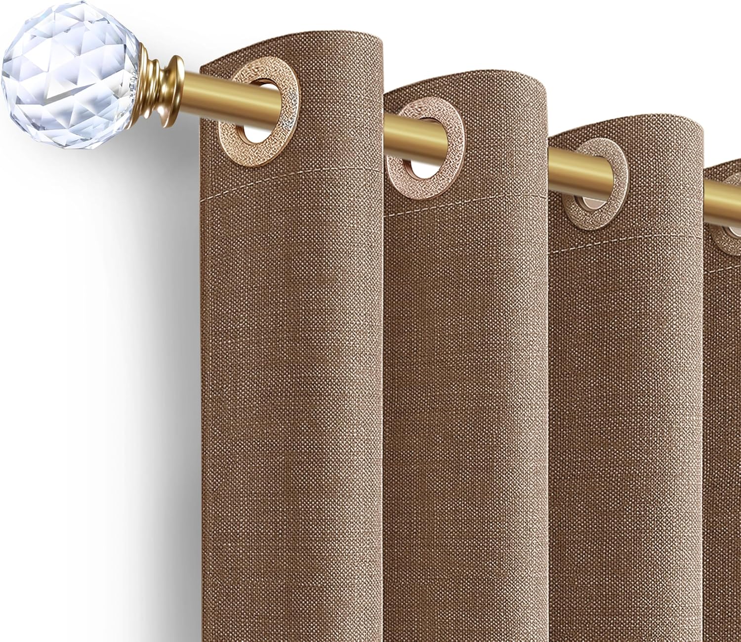 1 Inch Adjustable Curtain Rod with Crystal Diamond Ball Finials Gold