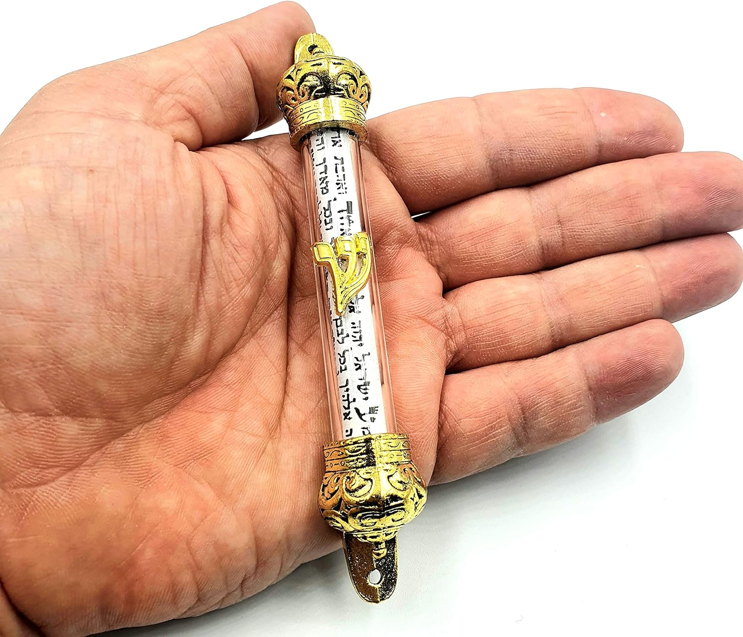Zuluf Gold Plated Mezuzah with Scroll 5 Inches